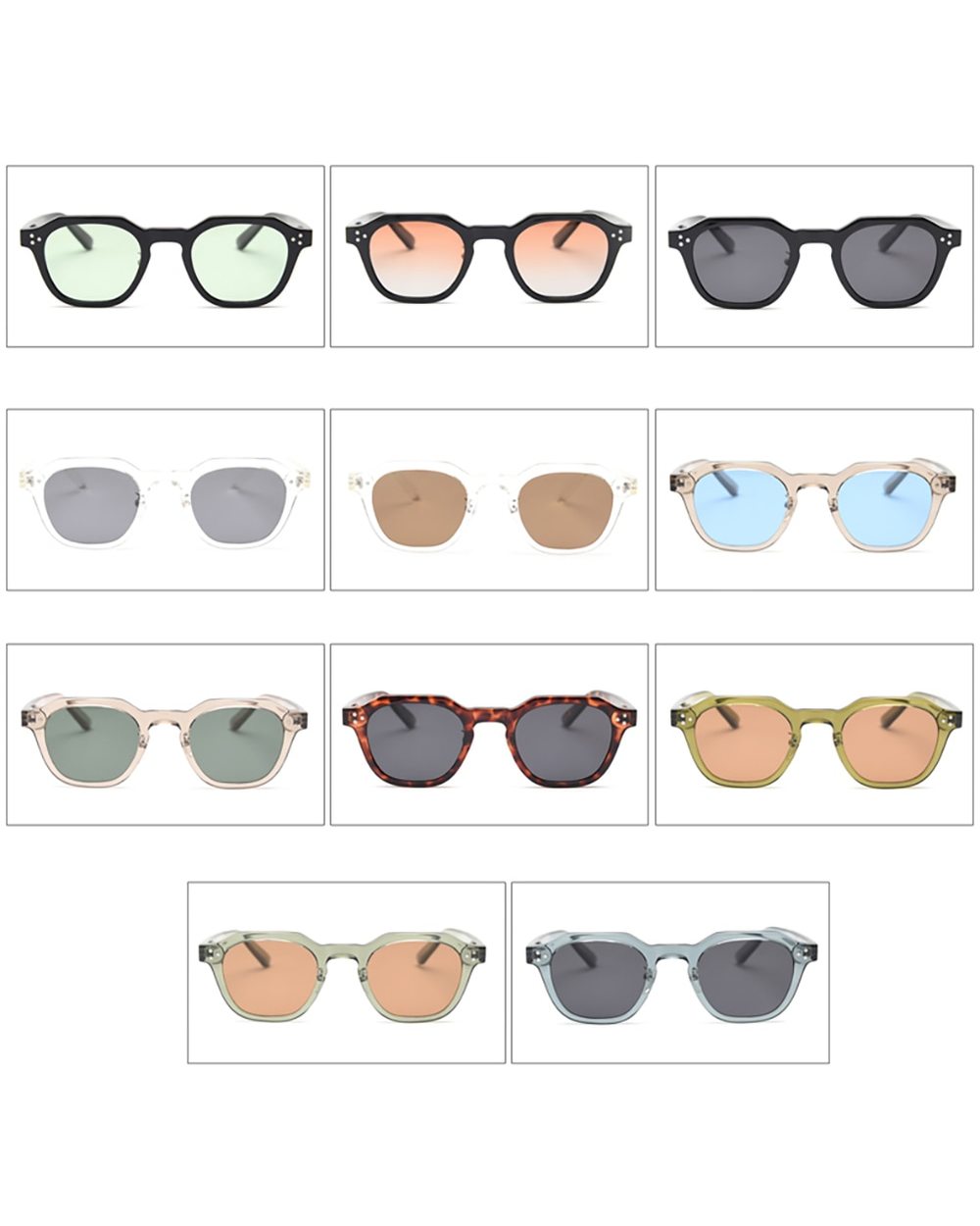 Peekaboo Korean Style Retro Sun Glasses For Women Tr90 Frame Polygon Polarized Sunglasses Uv400 Male Green Brown 2023 S front-4