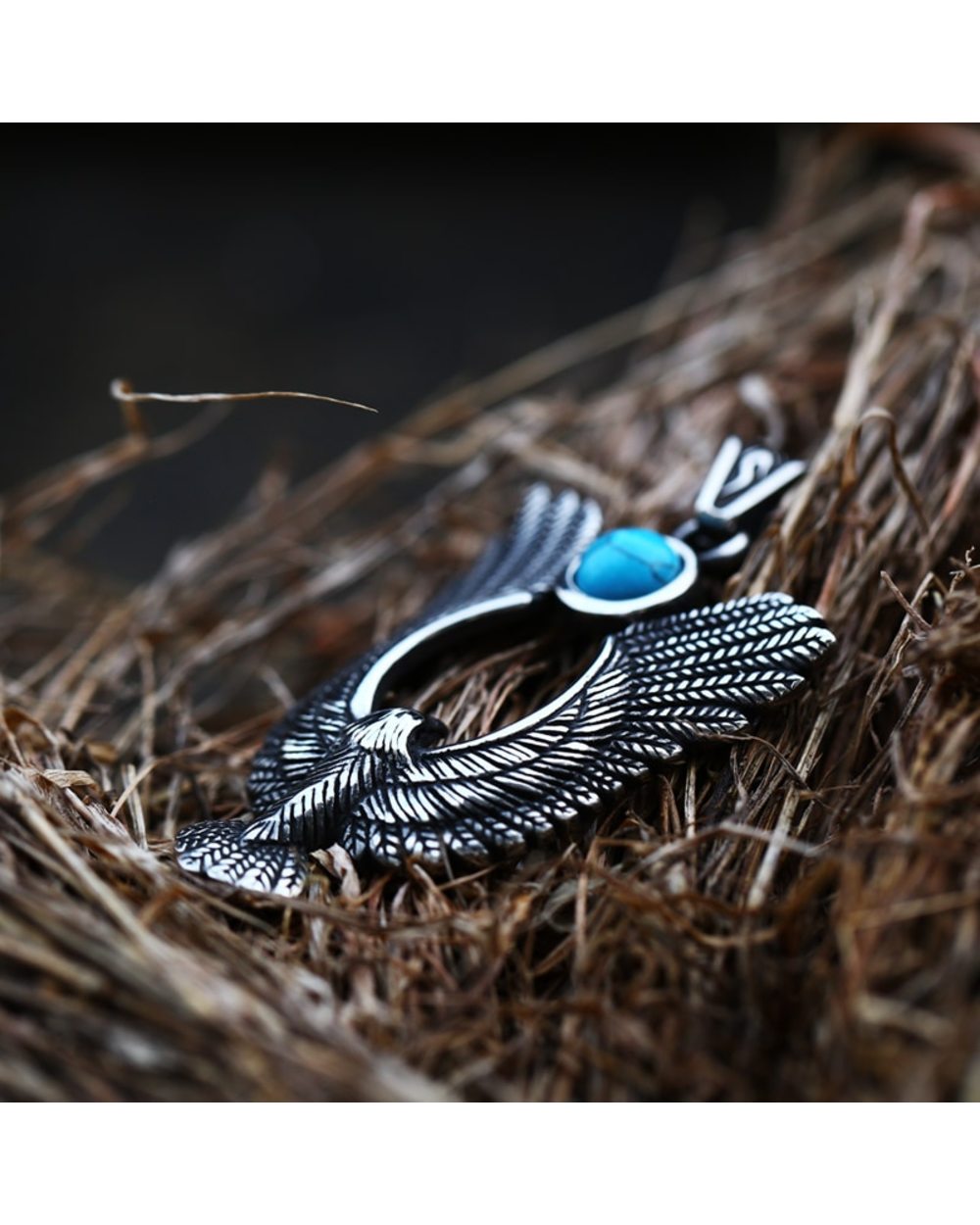 Eagle Japen Feather Pendant Fashion Vintage Men Pendant Chain Necklace Jewelry front-1