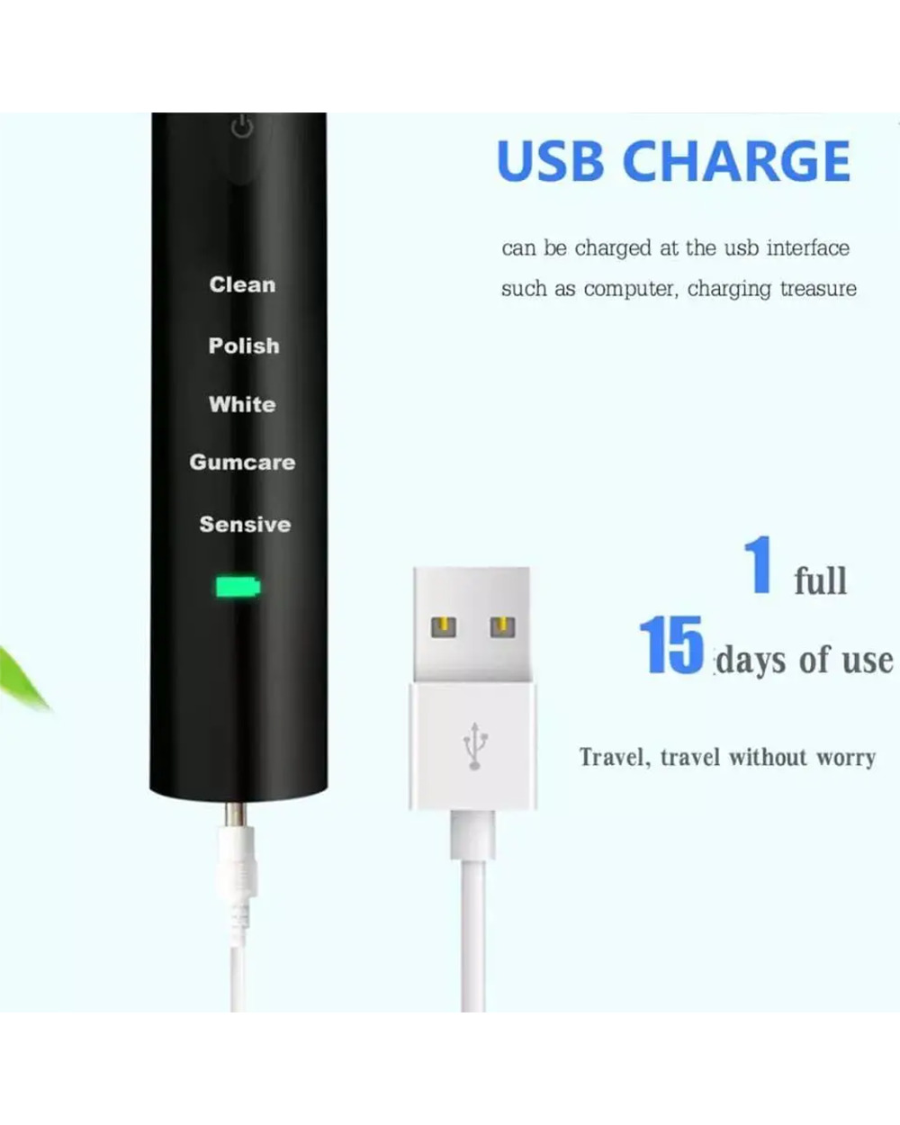 Ultrasonic Automatic Toothbrush Easy Cleaning Ipx7 Waterproof Smart Mouth Cleaning Timer Couple Household Whitening Jav front-2