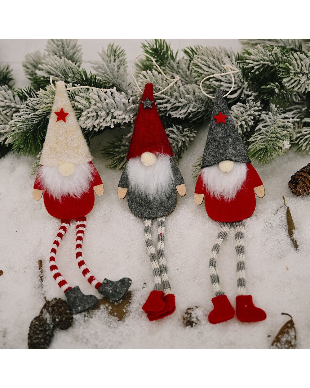 New Christmas Striped Long Legs Faceless Santa Tulip Rudolph Doll Decoration Home Pendant Gifts Ornaments Party Supplies front-2