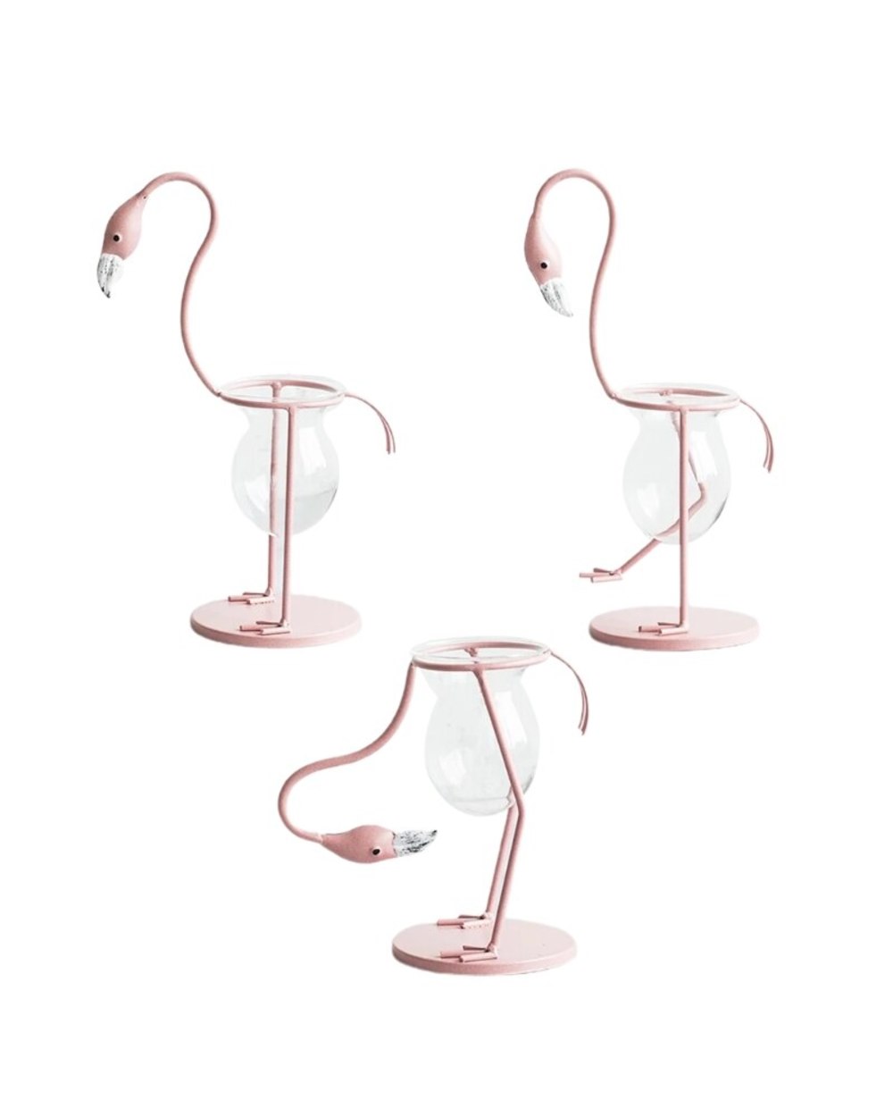 Flamingo Shape Glass Tabletop Plant Holder front-1