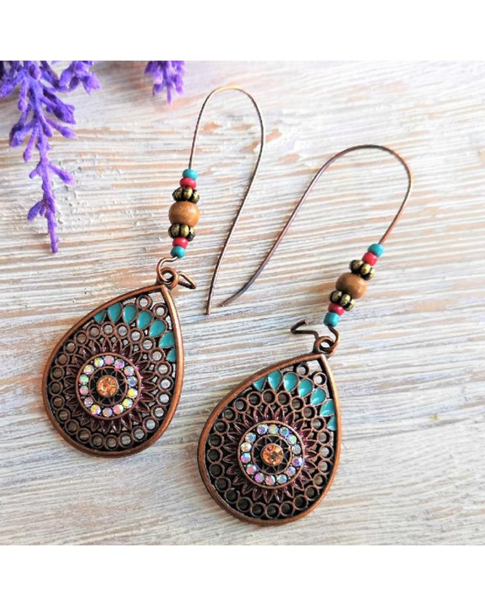 Vintage Boho India Ethnic Water Drip Hanging Dangle Drop Earrings for Women Female Jewelry Accessories front-2