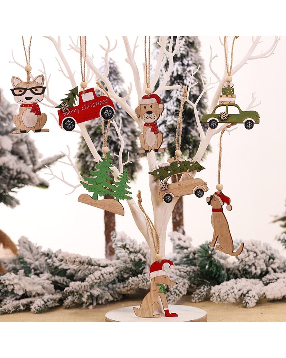 Christmas Decorations Wooden Painted Colorful Car Christmas Tree Ornaments Pendant Decor for Home Kids Toys Gift Xmas front-0