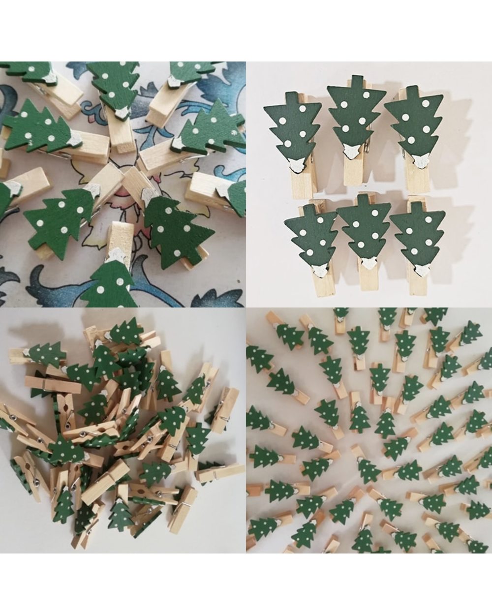 50pcs/pack Christmas Tree Wooden Clips DIY Photo Wall Wooden Crafts Snowflake Ornaments Navidad Kids Home Decoration front-0