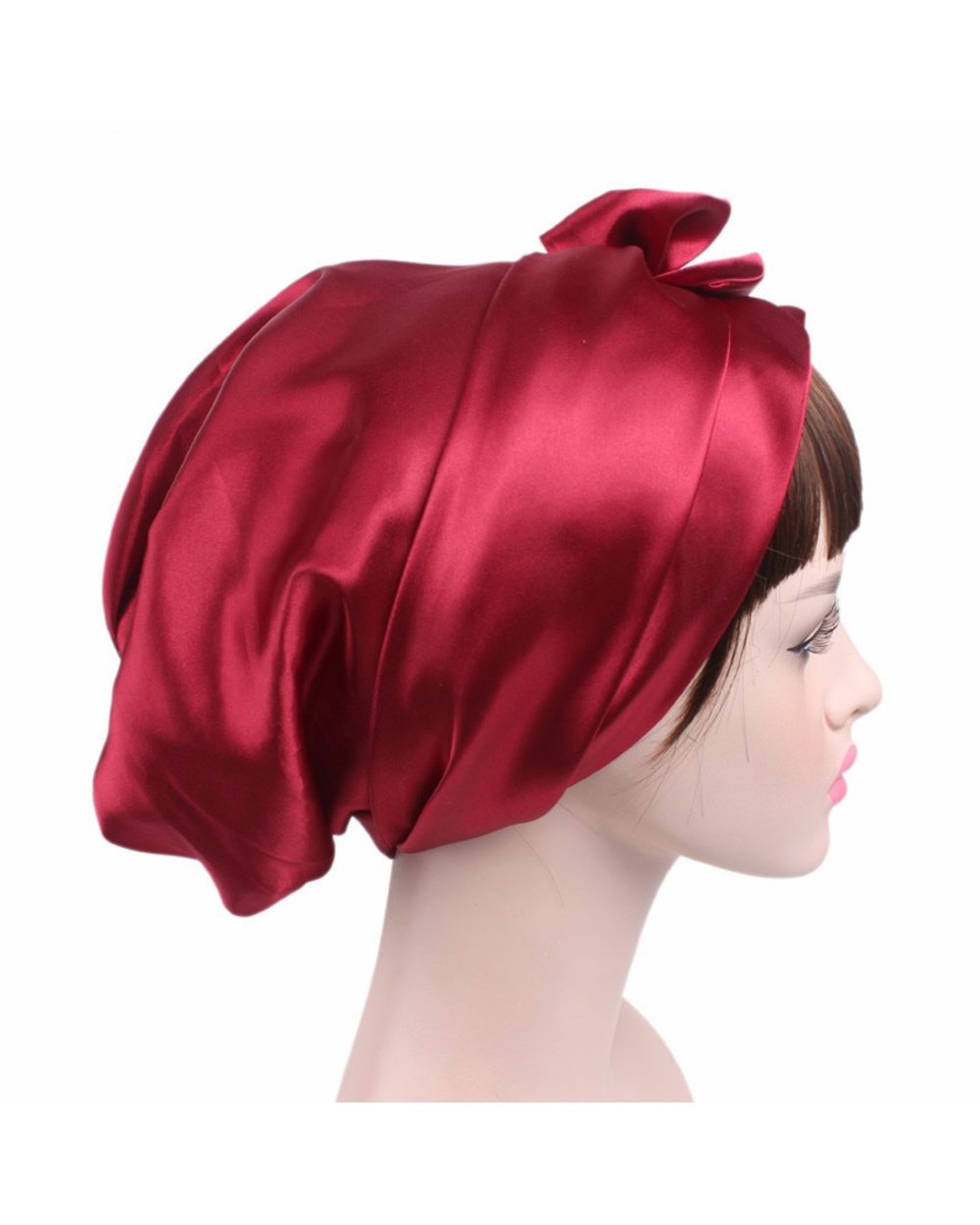 New Women Satin Night Cap Bowknot Sleep Hat Silk Chemo Caps Cancer Hats Long Tail Hair Bonnet Head Scarf Wrap Bandana S front-3