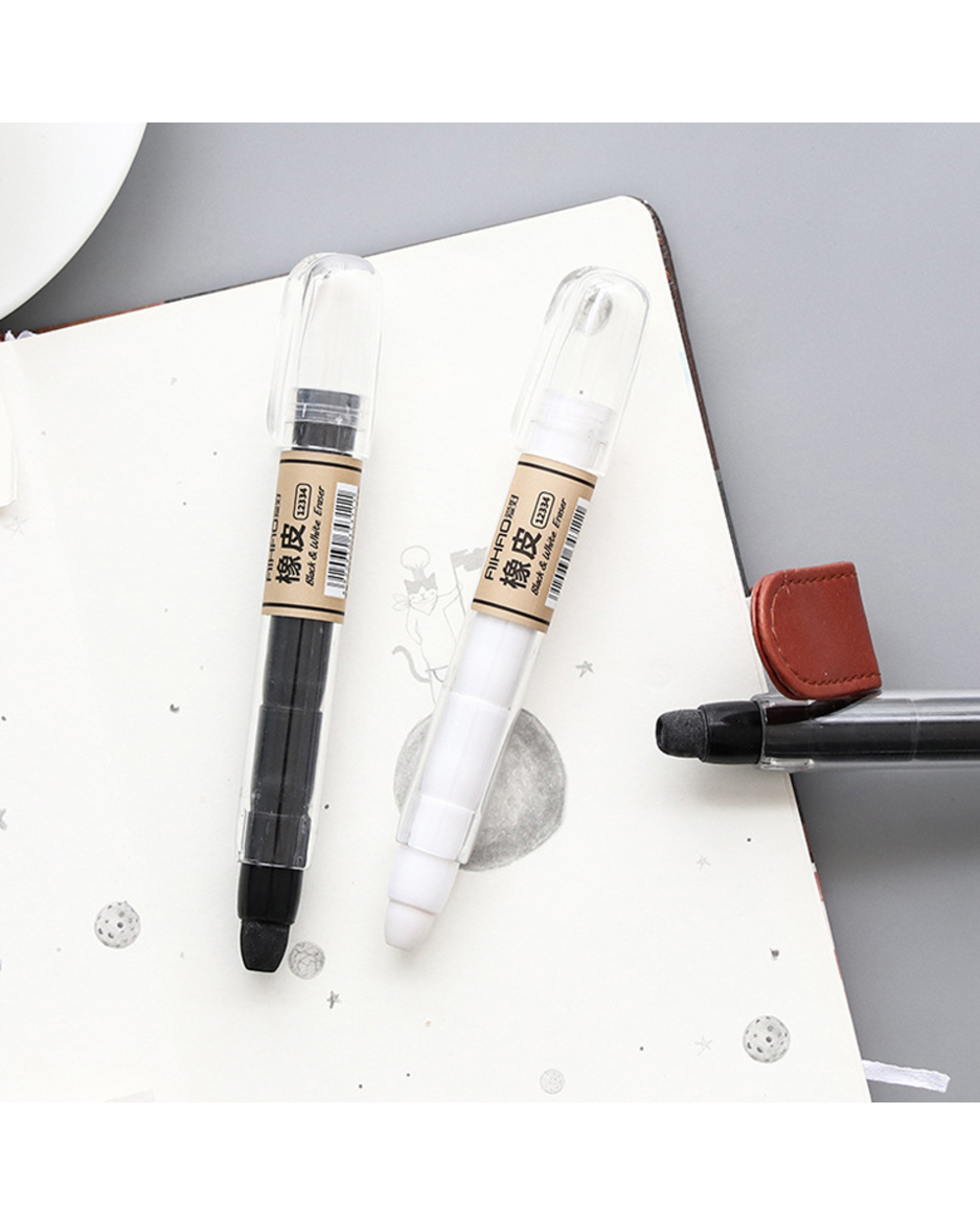 Simple Pencil Shape Erasers Creative Eraser Office Pencil School Student Stationery Supplies Painting For Kids Gift front-1