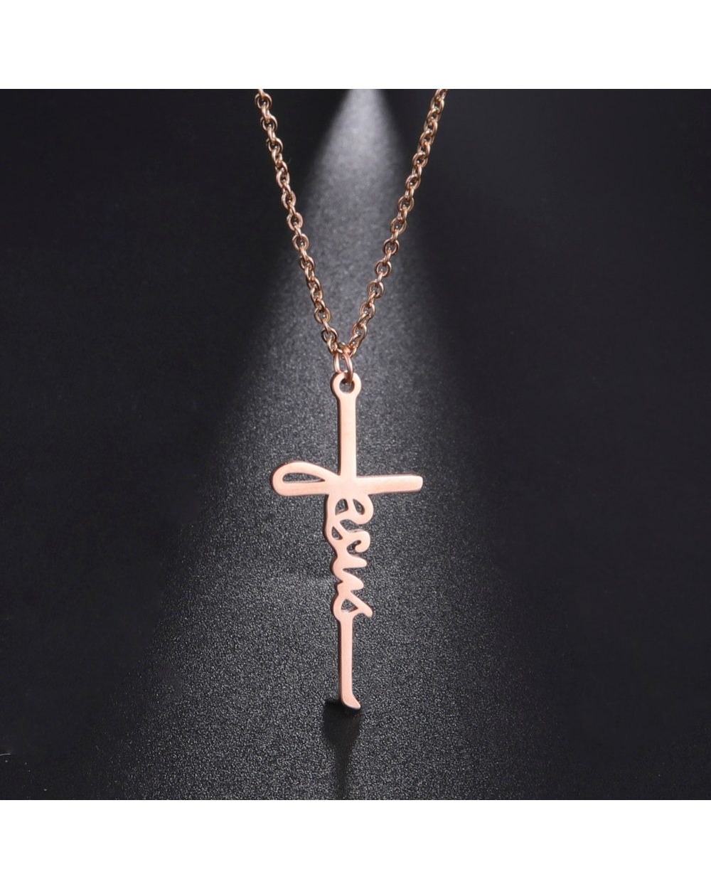 Christian Cross Pendant Necklaces for Women Stainless Steel Jesus Choker Necklace Religious Charm Jewelry Christmas Gift front-1
