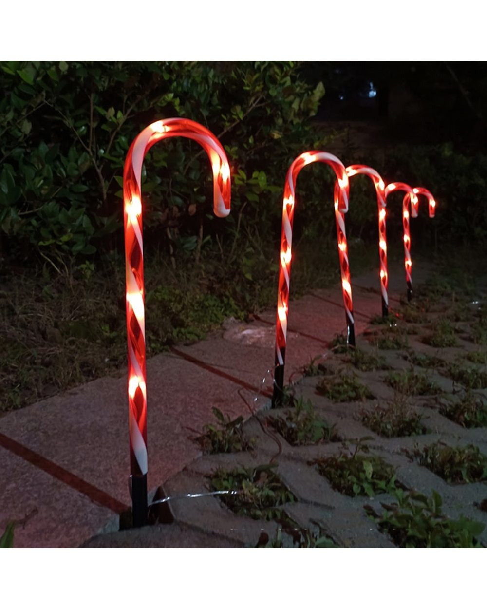 5Pcs New Year Christmas Decoration Solar LED Lights Christmas Candy Cane Lights Lawn Lamp Outdoor Ground Lighting Decor front-3