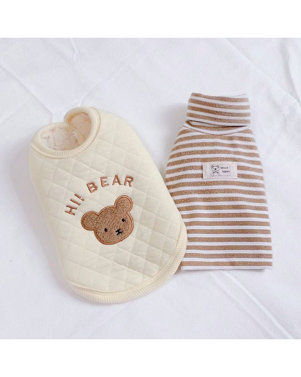 Pet Plus Velvet Bear Vest Embroidery Warm Autumn and Winter Thick Plus Velvet Thick Coat Striped Bottoming Shirt Suit front-0