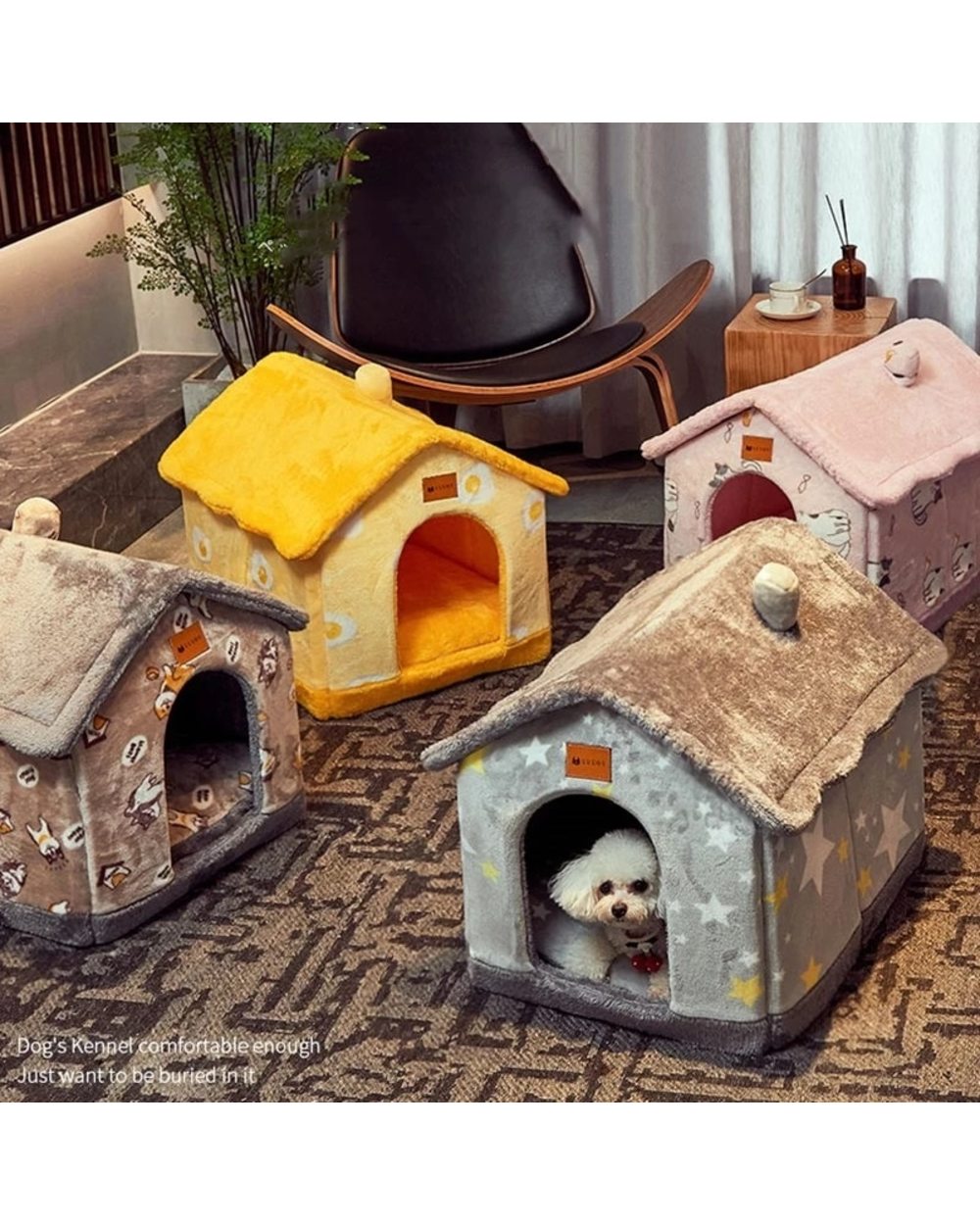 Foldable Dog House Kennel Bed Mat For Small Medium Dogs Cats Winter Warm Chihuahua front-5