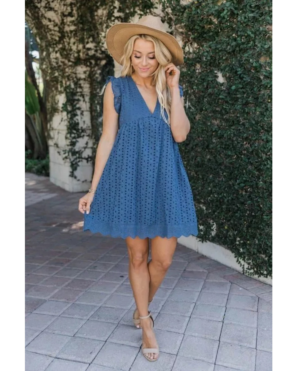 SUMMER V-NECK COTTON SHORT SKIRT SOLID COLOR DRESS CALIFORNIA ROMPER front-5