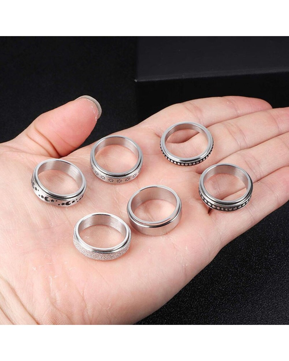Anxiety Rings 6mm Stainless Steel Fidget Spinner front-2