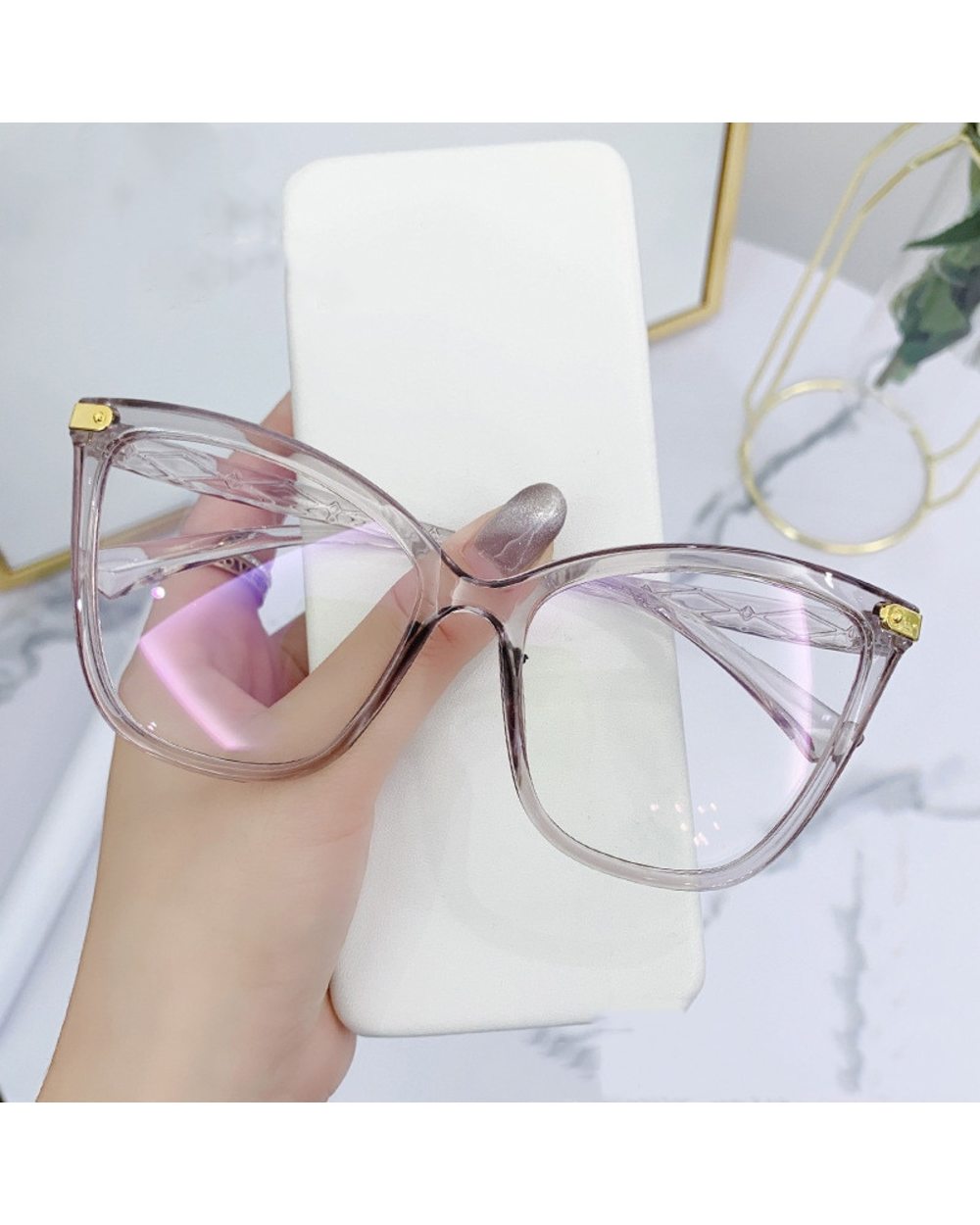 Wneelk Oversize Cat Eye Eyeglasses For Women Anti-Blue Light Glasses For Men Optical Computer Eye Wear Frame Fashion Sp front-2