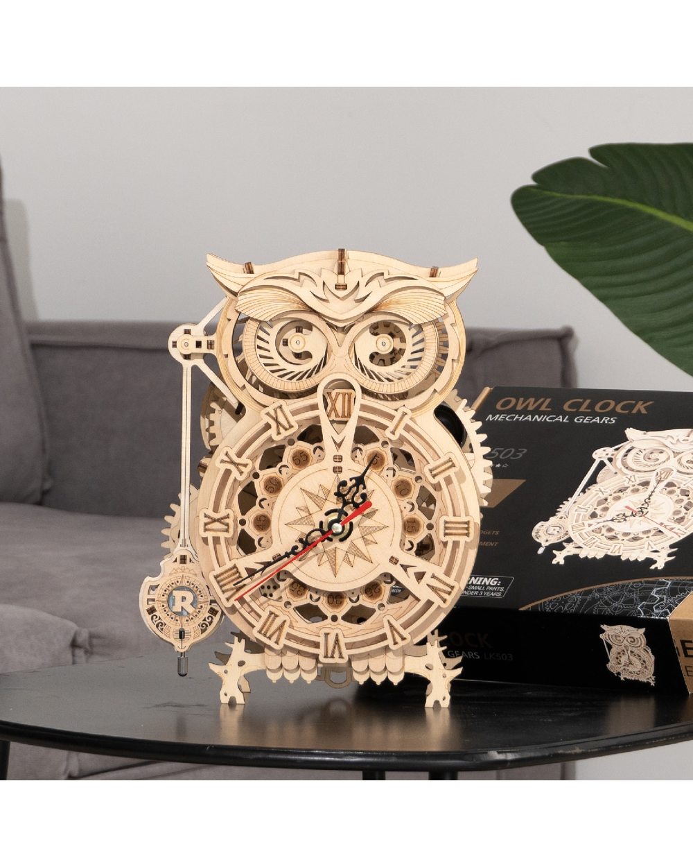 Rokr 161pcs Creative DIY 3D Owl Clock Wooden Model Building Block Kits Assembly Toy Gift for Children Adult LK503 front-4