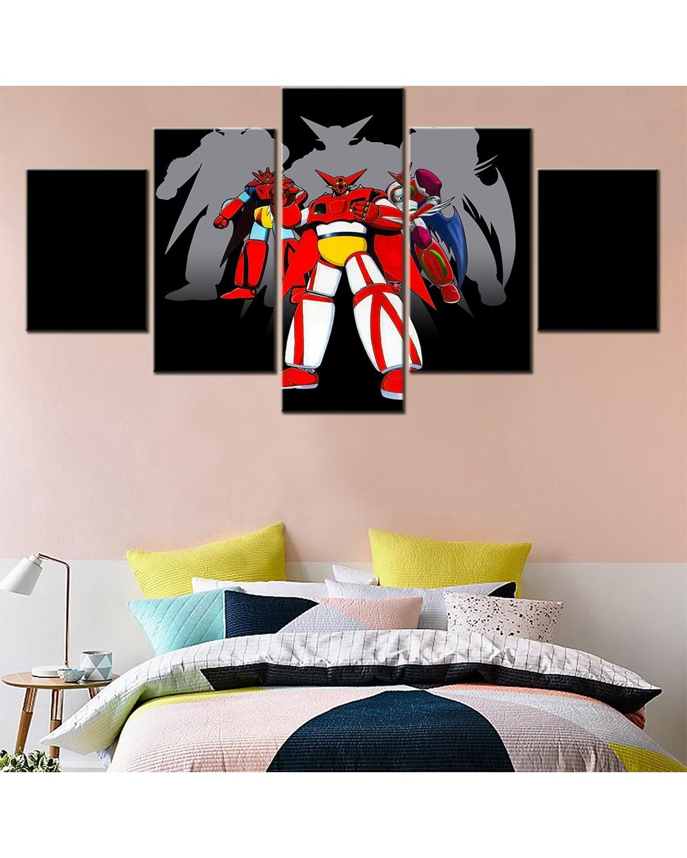 Japan Anime Cartoon Getter Robo Picture Print Anime 5 Panel Canvas Art Wall Decor front-0