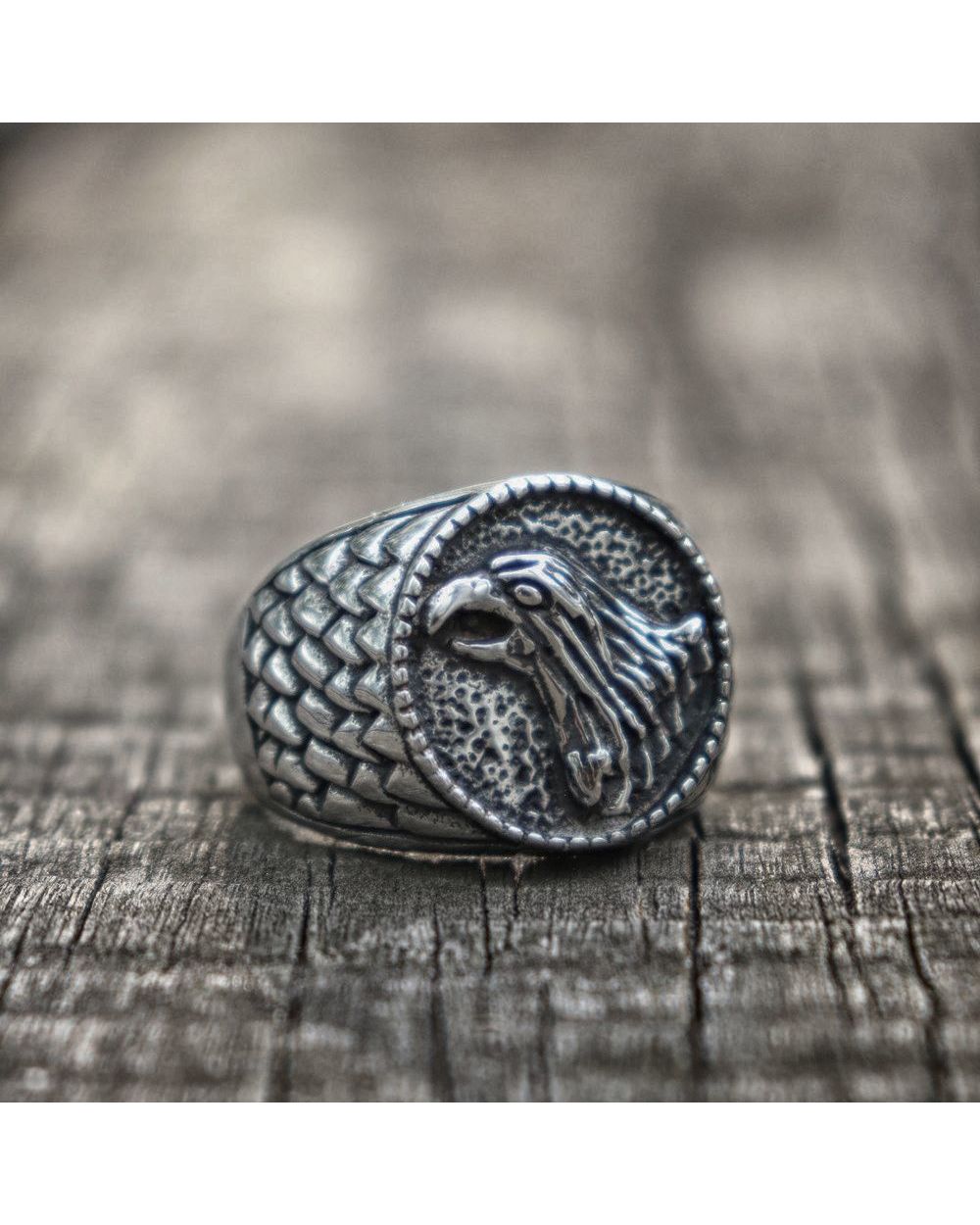 Eyhimd Mens Stainless Steel Signet Eagle Ring Classic And Vintage Biker Style Bird Rings Jewelry front-0