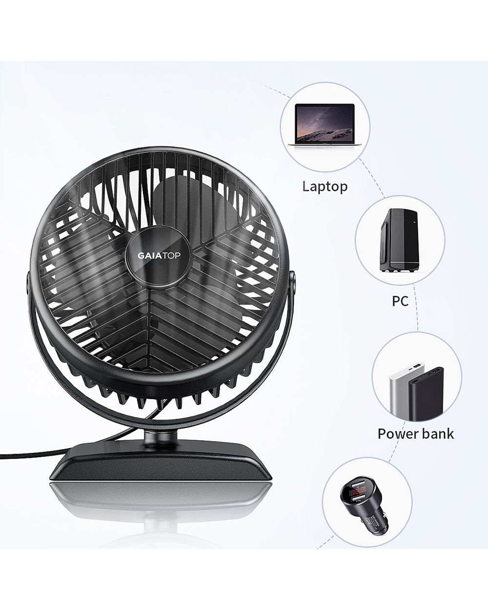 Portable Fan Mini Cooling USB Desk Fan front-3