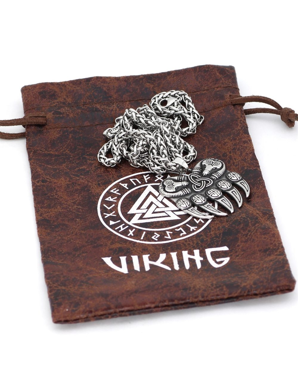 Vikings Bear Necklace Mens Stainless Steel front-5