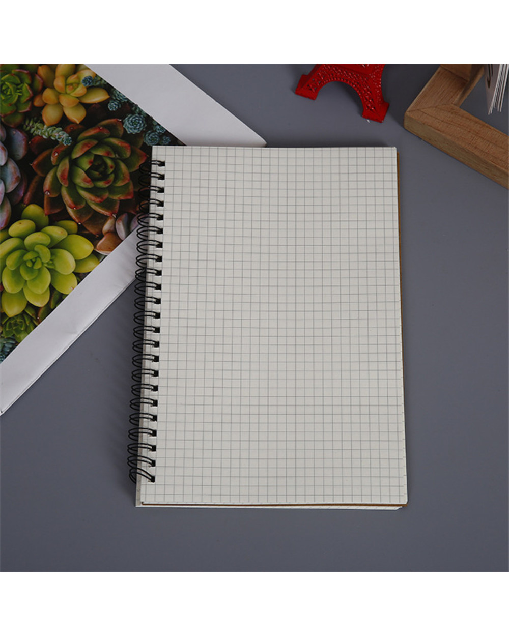 Kraft Paper A5 Spiral Notebook Office School Supplies Drawing Sketch Notebooks Blank Dotted Line Grid Page Planner Diar front-3