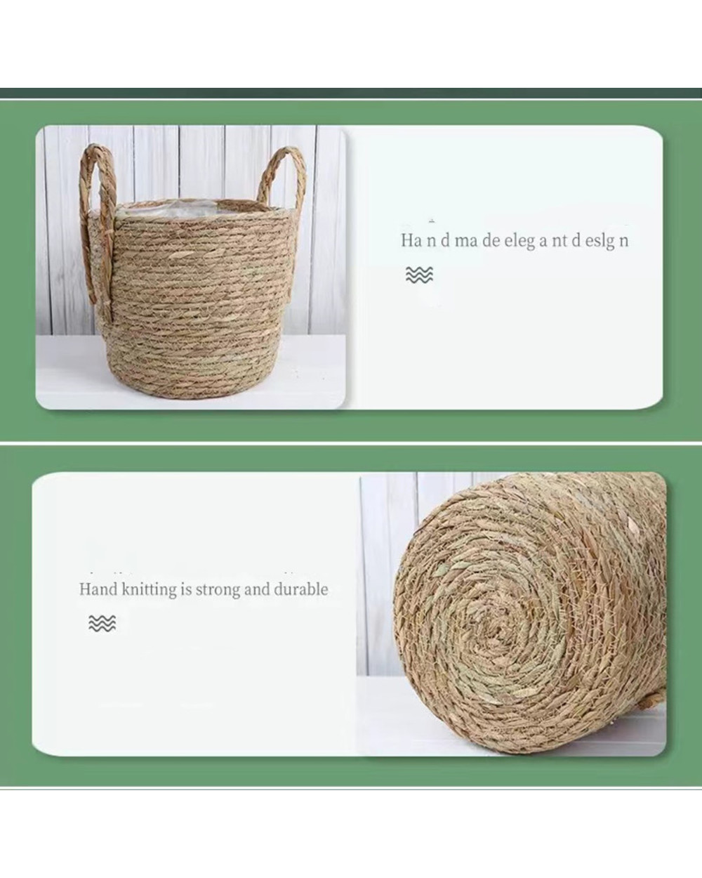 Natural Flower Pot Seagrass Wicker Basket Home Decor Garden Laundry Bamboo Seagrass Storage Baskets Toy Holders front-5
