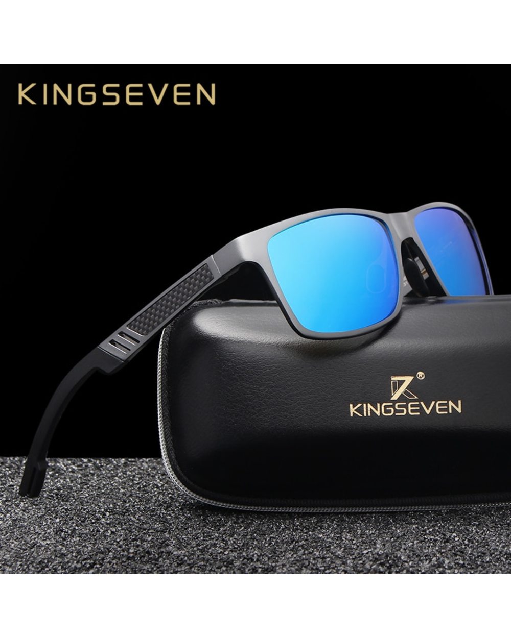 Kingseven Men Polarized Sunglasses Aluminum Magnesium Sun Glasses Driving Glasses Rectangle Shades For Men Oculos Mascu front-1