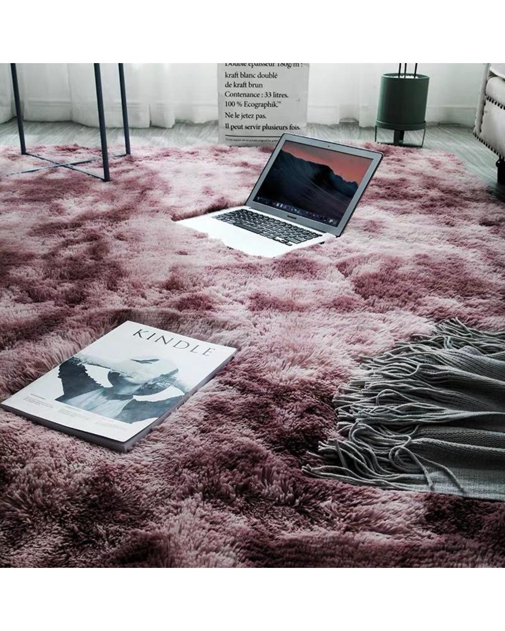 38Nordic Fashion Fluffy Non-Slip Mixed Dyed Carpet Living Room / Bedroom Center Carpet Black Gray Pink Sky Blue 9 Colors front-4