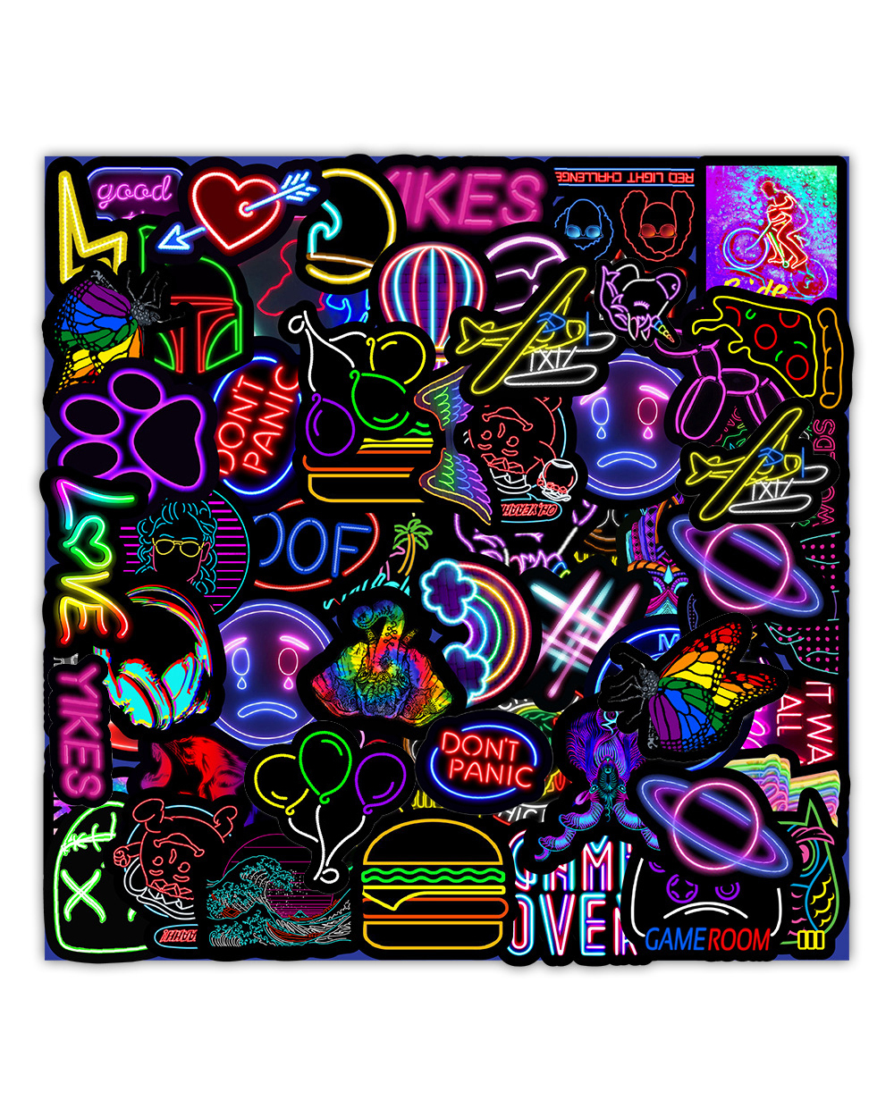 10/30/50PCS Cartoon Neon Light Graffiti Stickers Car Guitar Motorcycle Luggage Suitcase DIY Classic Toy Decal front-1