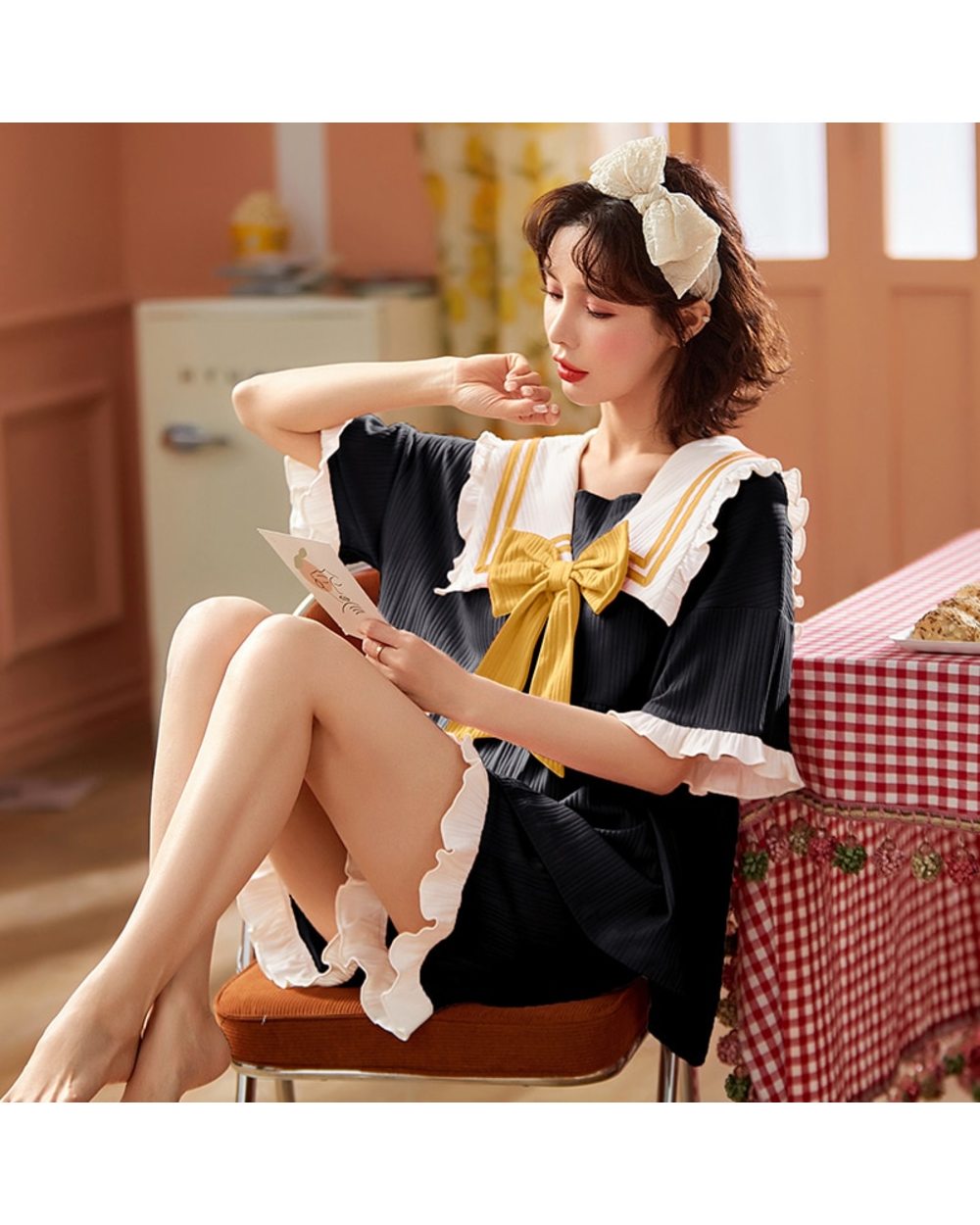 Cute Women Pajamas Sets Spring And Summer Cotton Sleepwear Cute Plus Size Pijamas Female Homewear tspidy front-5