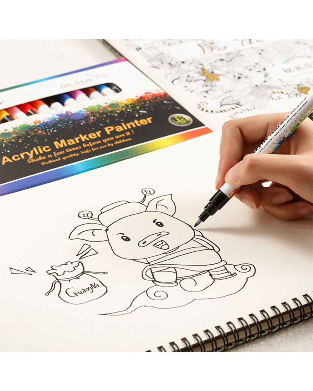 12/18/36Colors 0.7Mm Acrylic Paint Marker Pen Set Drawing Pen For Ceramic Rock Glass Porcelain Mug Wood Fabric Canvas A front-4