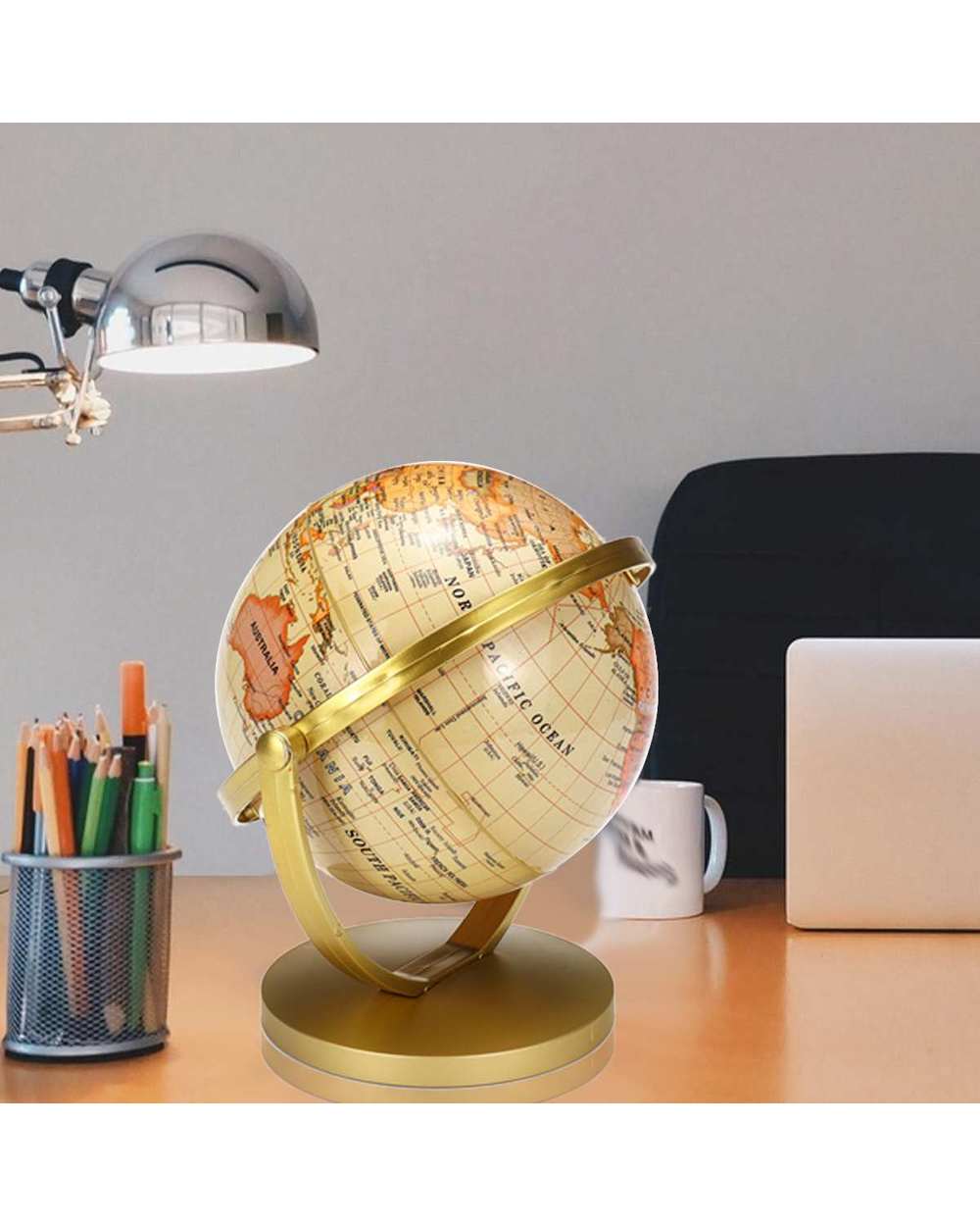 World Globe Map Rotating Stand World Earth Globe Map School Geography Educational Kids Exploring Home Decor front-2