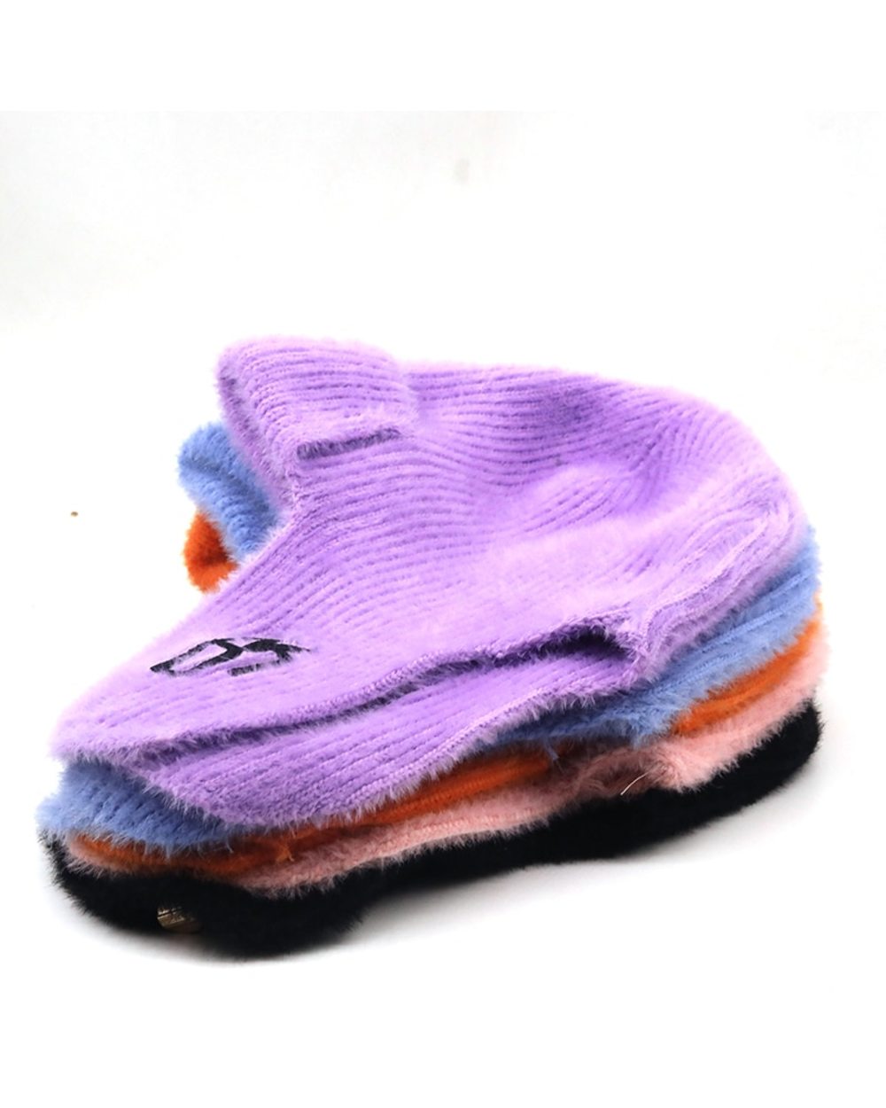 Women Wool Knitted Hat Ski Hat Sets For Female Windproof Winter Outdoor Knit Warm Thick Siamese Scarf Collar Warm Hat G front-3