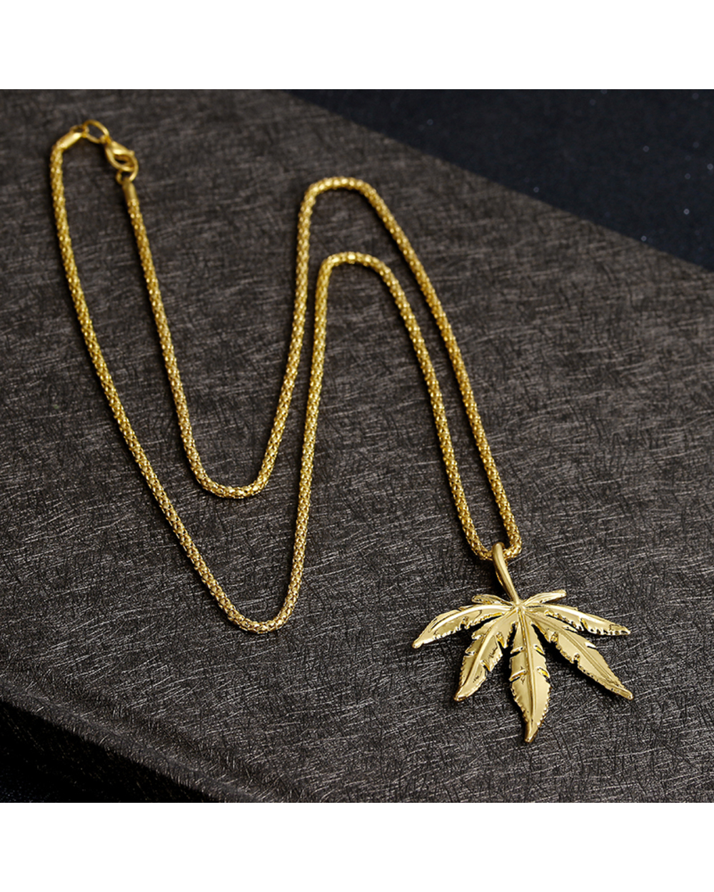 Weed Herb Charm Necklace Maple Leaf Pendant Necklace front-3