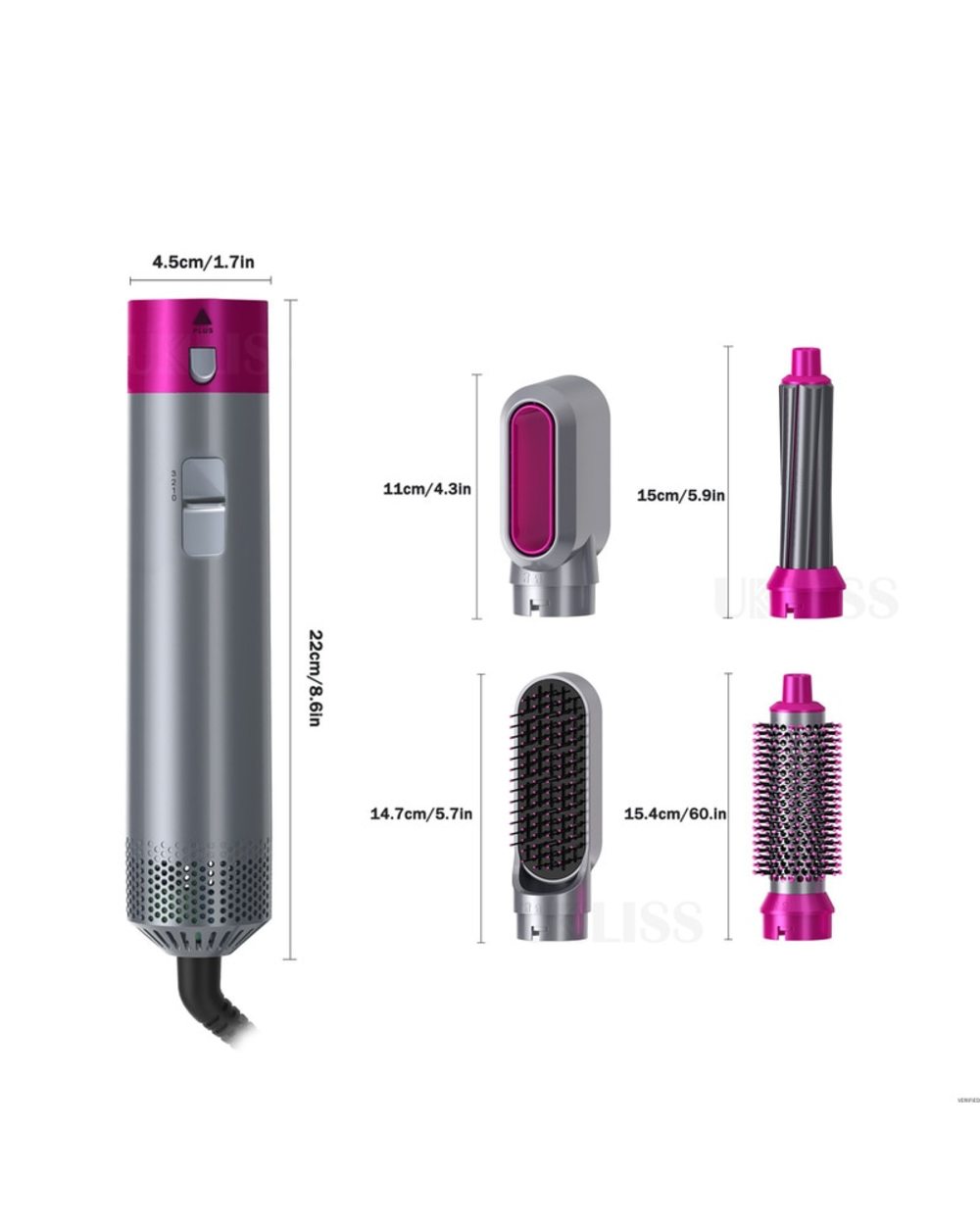 5 In 1 Hairdryer Straightener Comb Curling Brush Styling Tool front-3