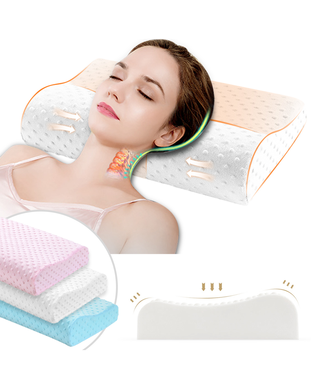 Memory Foam Pillow Bedding Orthopedic Pillow Shaped Neck Protection Slow Rebound Cervical For Neck Pain Relax Sleep Hom front-4