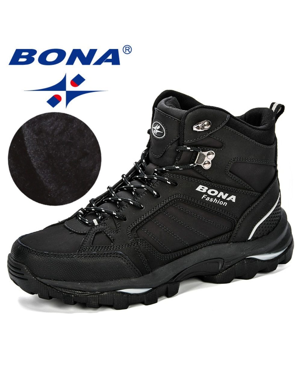 Boots Anti-Skidding Leather Shoes Men Popular Comfy Spring Autumn Men Shoes Short Plush Snow Boots Durable Outsole front-1