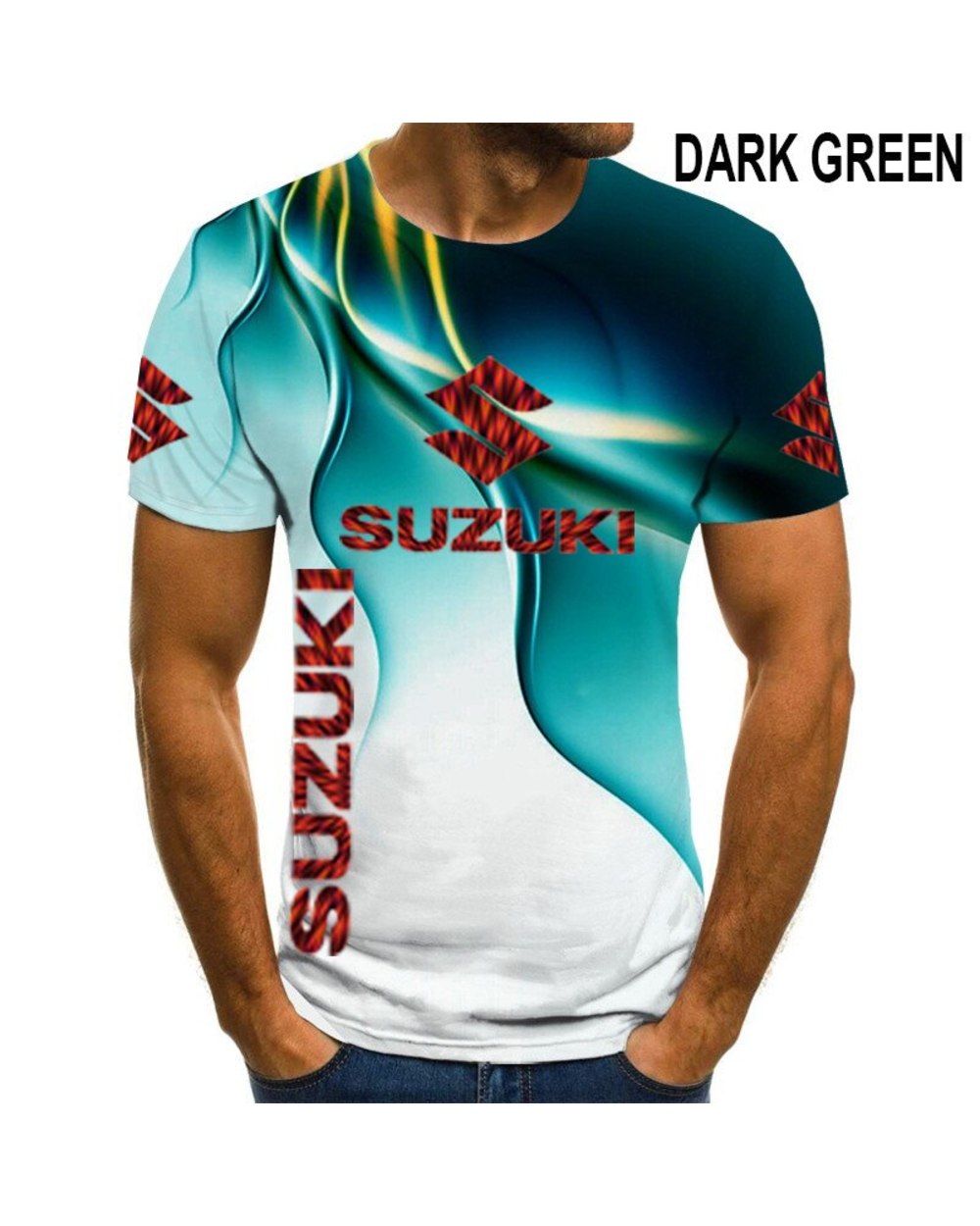 2021 Men's Short Sleeve T-Shirt Quick Dry Summer Clothing For Sports Racing Cross Country Suzuki Motorcycle 3D Printing front-5