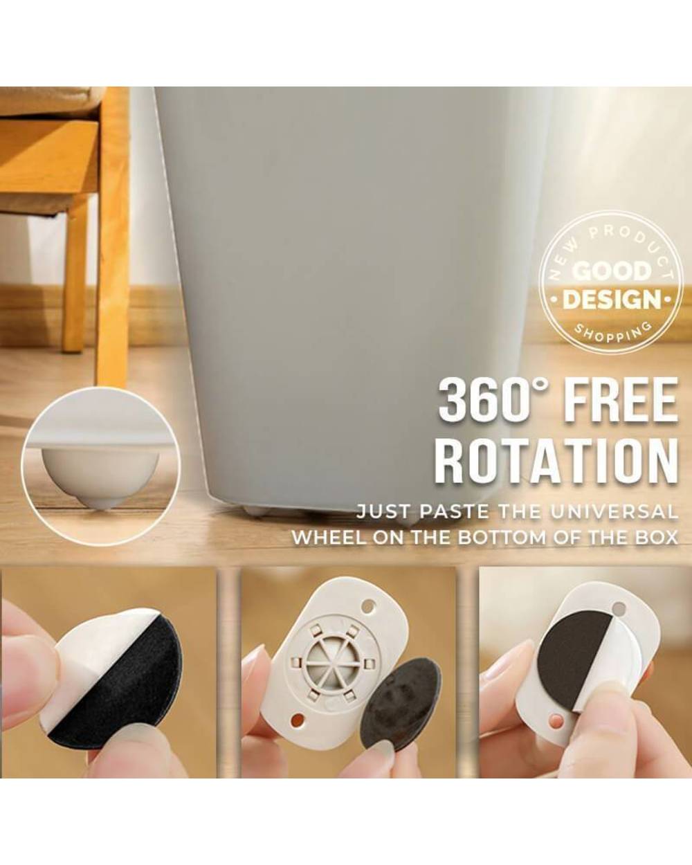 Paste Type Universal Pulley 4Pcs Adhesive Pulley Storage Box Pulley Can Self-Adhesive Pulley Home No Noise No Scratche front-0