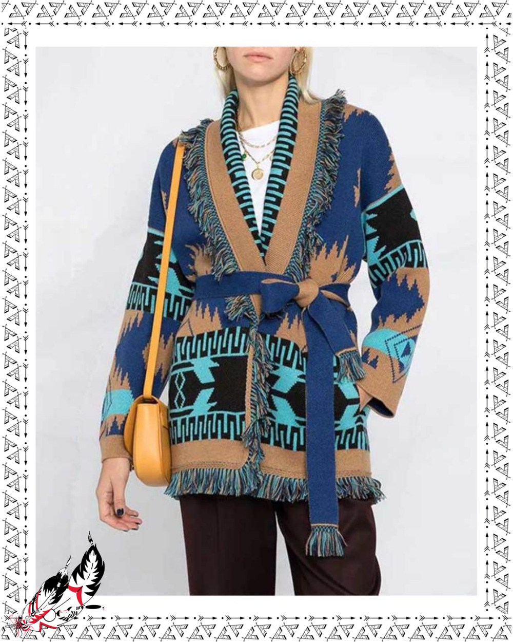 Luxury Boho Knitted Cardigan Sweater For Women front-0