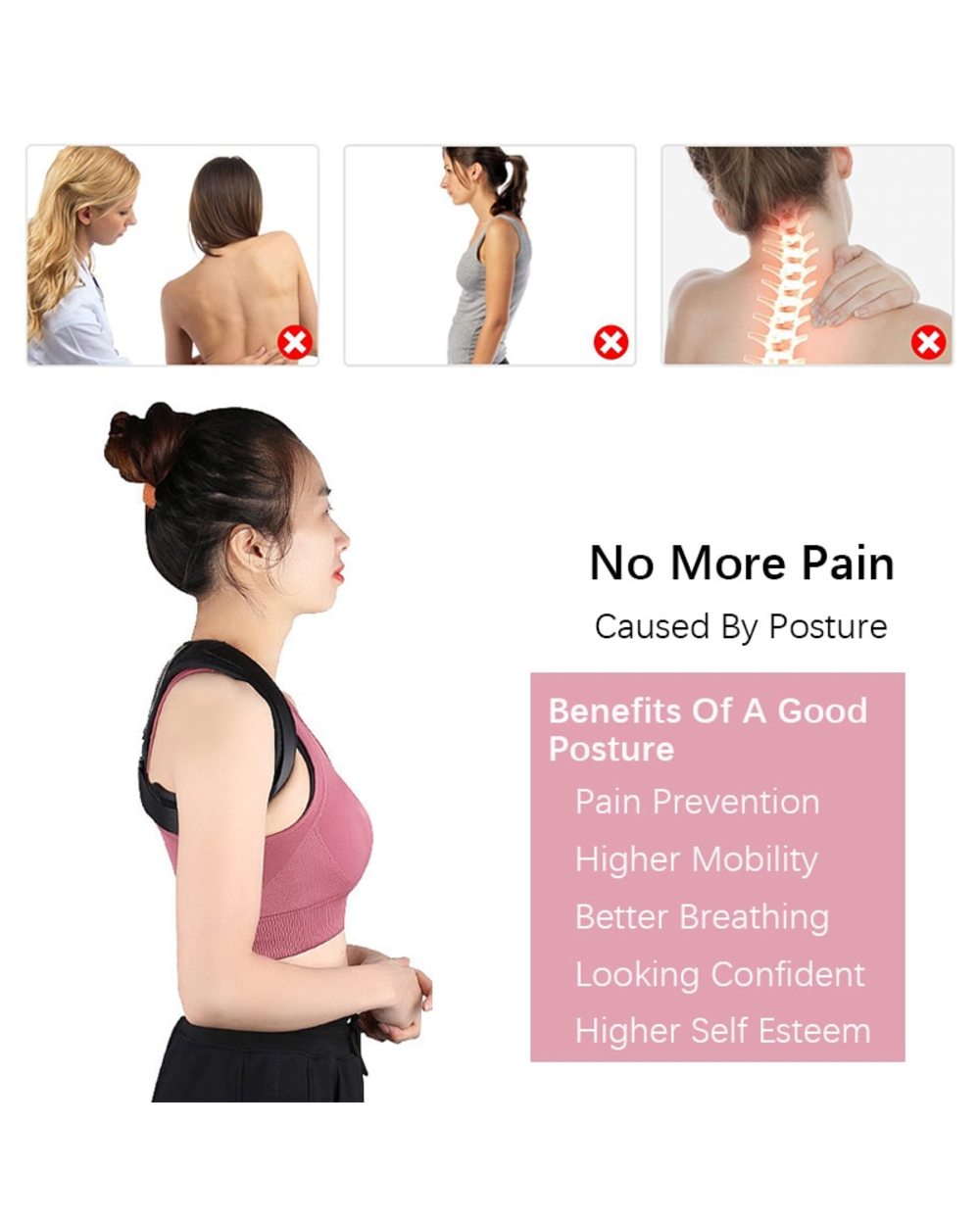 Adjustable Posture Corrector Back Brace Support front-4