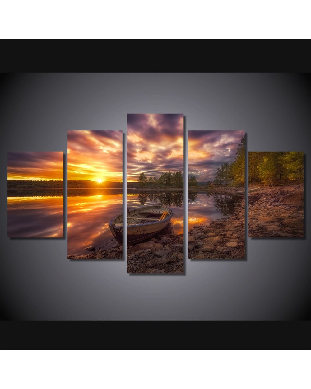 Ringerike Norway Ringerike in Sunset Nature 5 Panel Canvas Art Wall Decor front-0