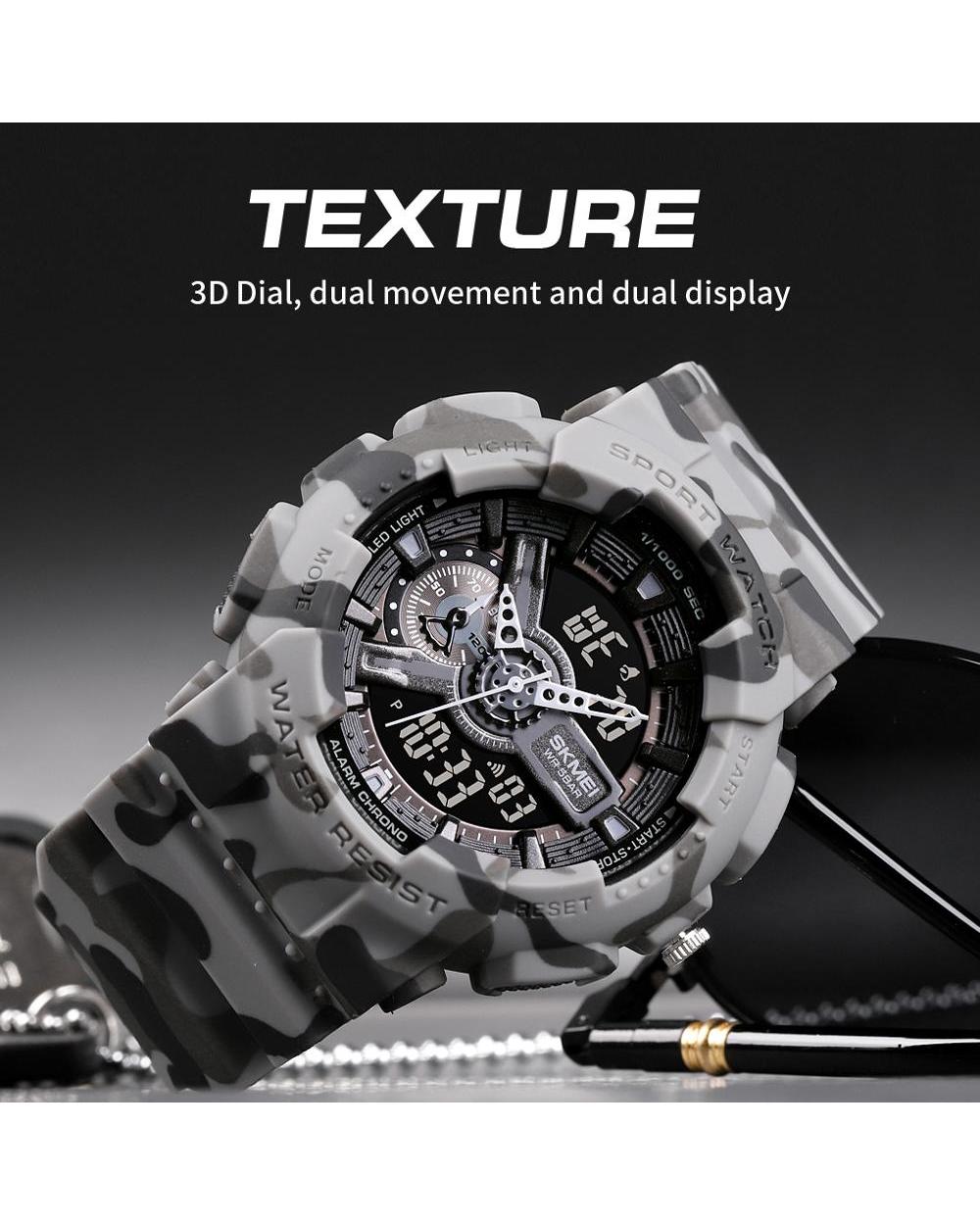 SKMEI Youth Fashion Digital Watch Men Shockproof Waterproof Dual Wristwatches LED Chrono Alarm Clock Mens Watches Cool front-1
