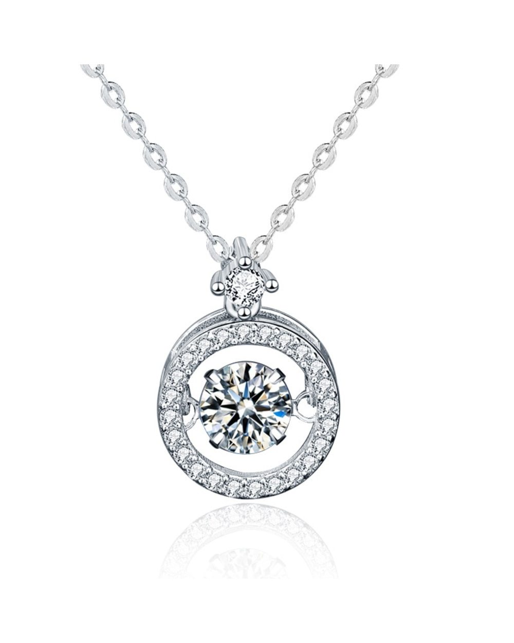 0.5 Carat Round 925 Sterling Silver Beating Heart Pendant Necklace front-4