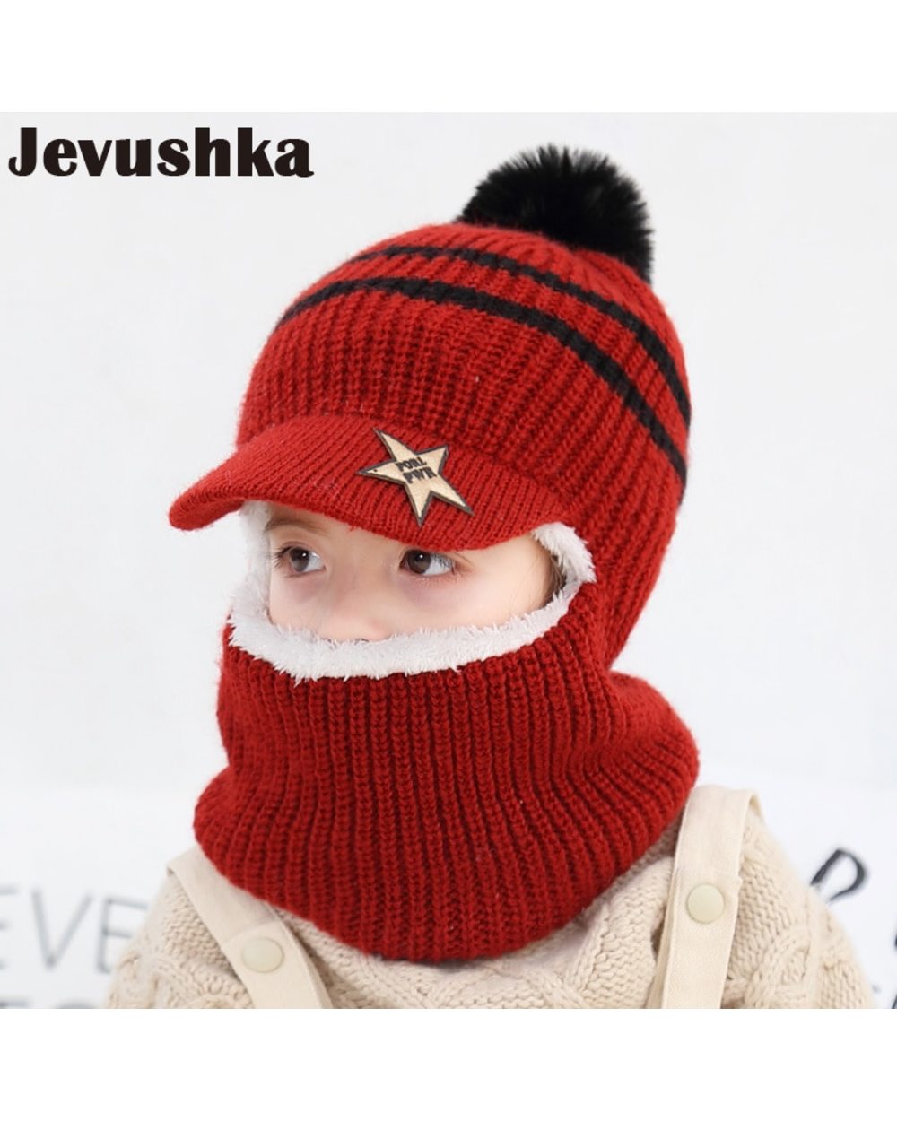 Baby Winter Hat Pom Pom Beanie Hats Baby Girl And Boy Hat With Warm Fleece Lining Baseball Caps For Kids Ht19025 front-4