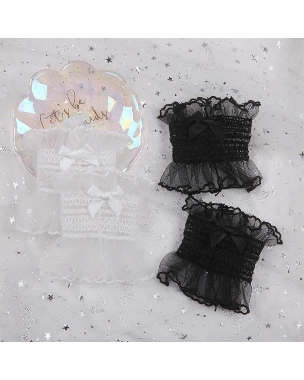 Sweet Lolita Hand Wrist Cuffs Bow Lace Gloves Cosplay Girl Party Hand Sleeves front-3