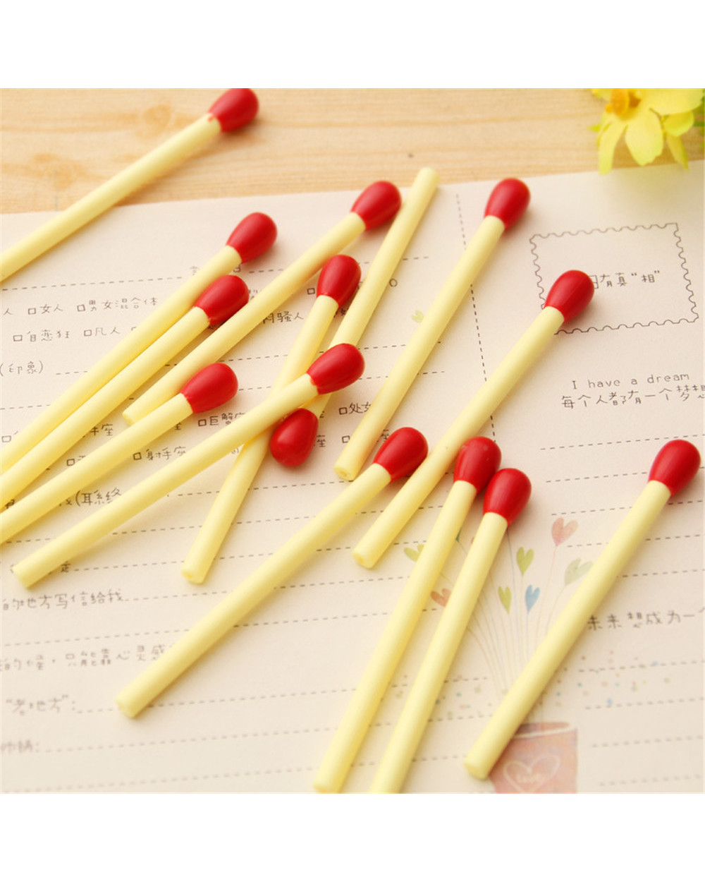 20Pcs/Box Novelty Mini Match Shape Ballpoint Pen Kawaii Roller Ball Pen Signature Pens Office School Stationery Writing front-1