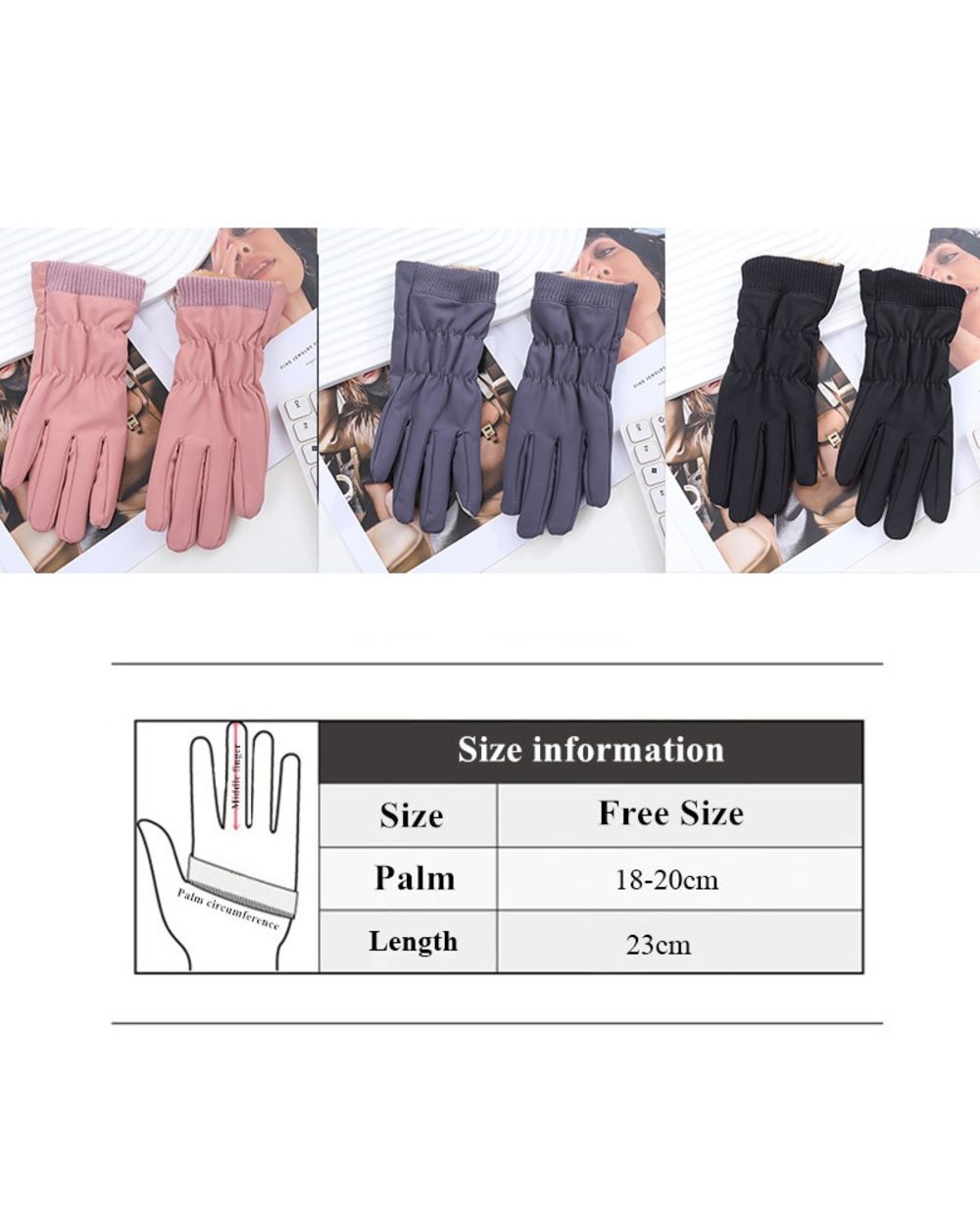 Gloves Women Winter Windproof Waterproof Touch Screen Internal Plush Keep Warm Skin-Friendly Outdoor Driving Female Ski front-1