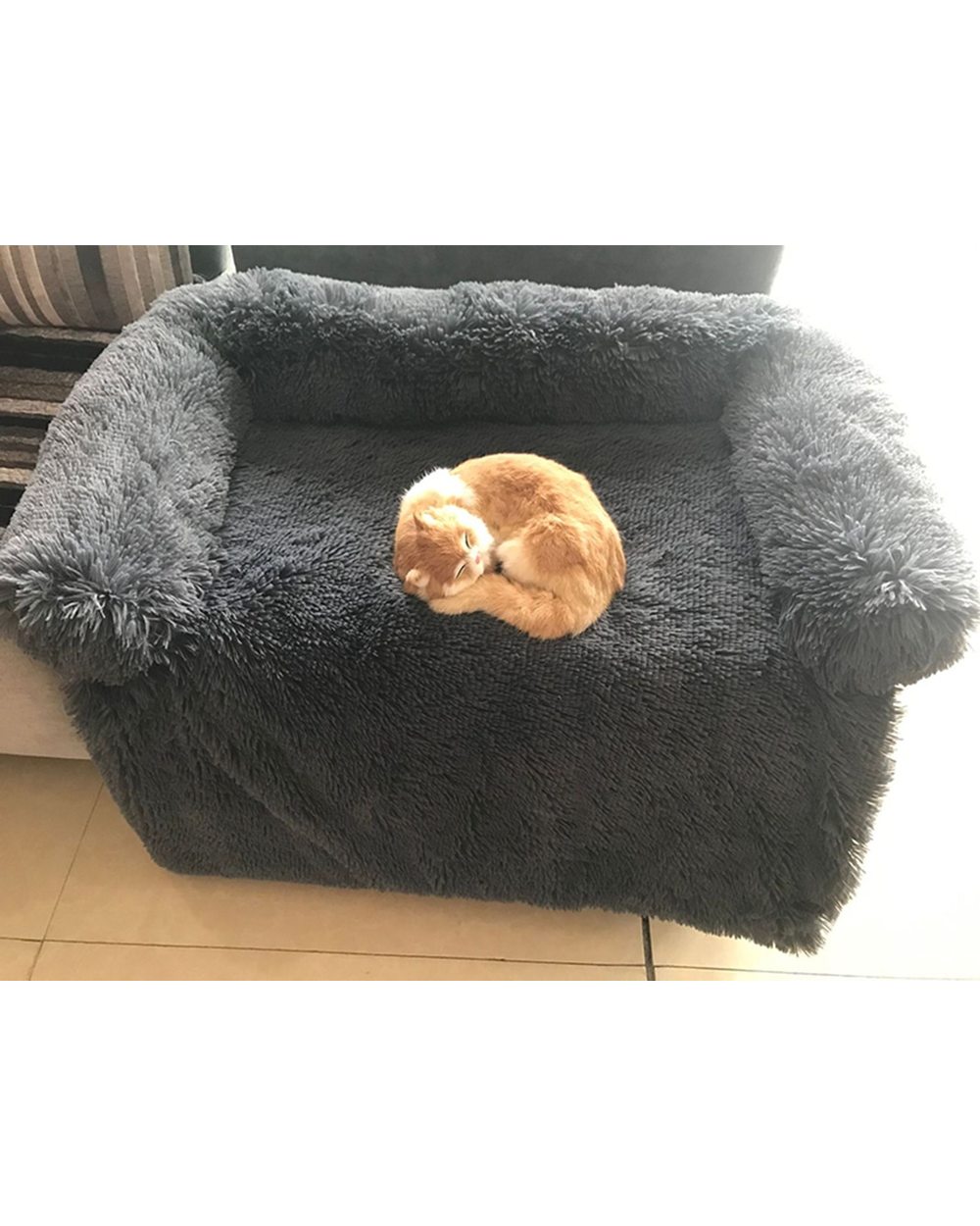 Warm Detachable Pet Dog Cushion Sofa Dog Bed Long Plush Thick Padded Blanket Cushion Household Washable Carpet Dog Bed front-0