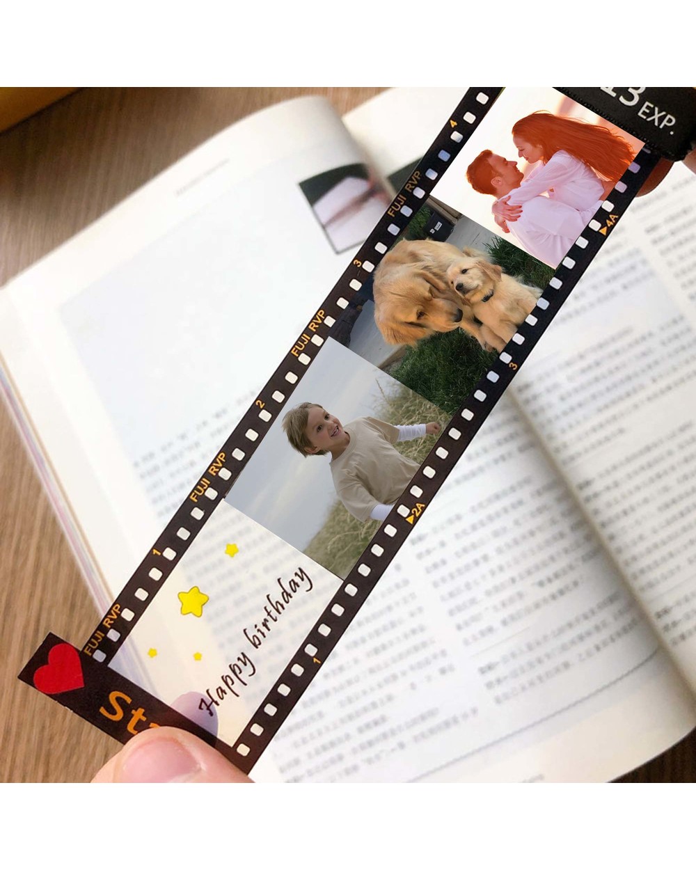 New Customized 10 Pos 2 Texts Memory Film Roll Keychain Diy Custom Album Keyring Personalized Wedding Anniversary Lover front-1