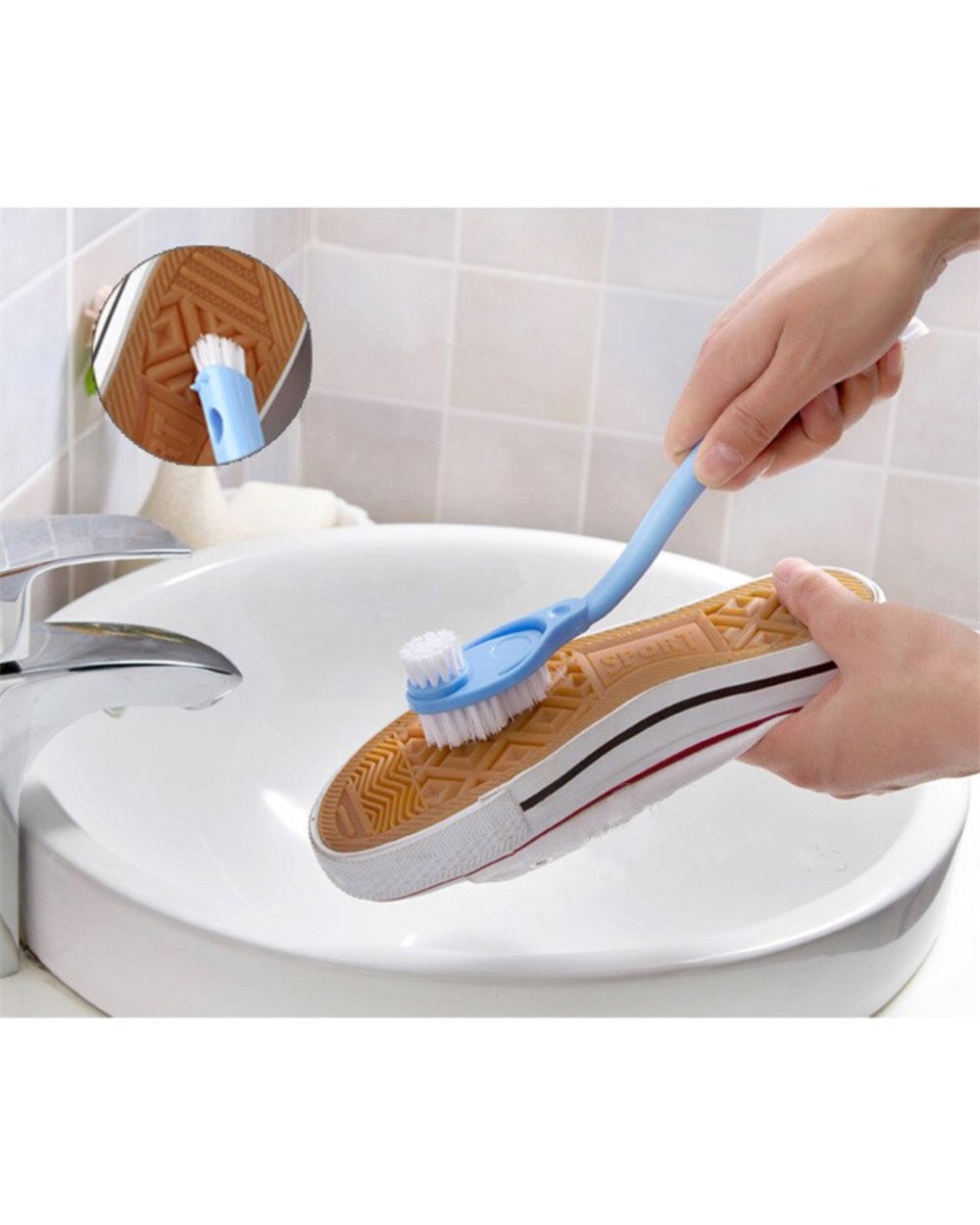 New Double Long Handle Shoe Cleaning Brush Shoe Cleaner Washing Toilet Lavabo Dishes front-2