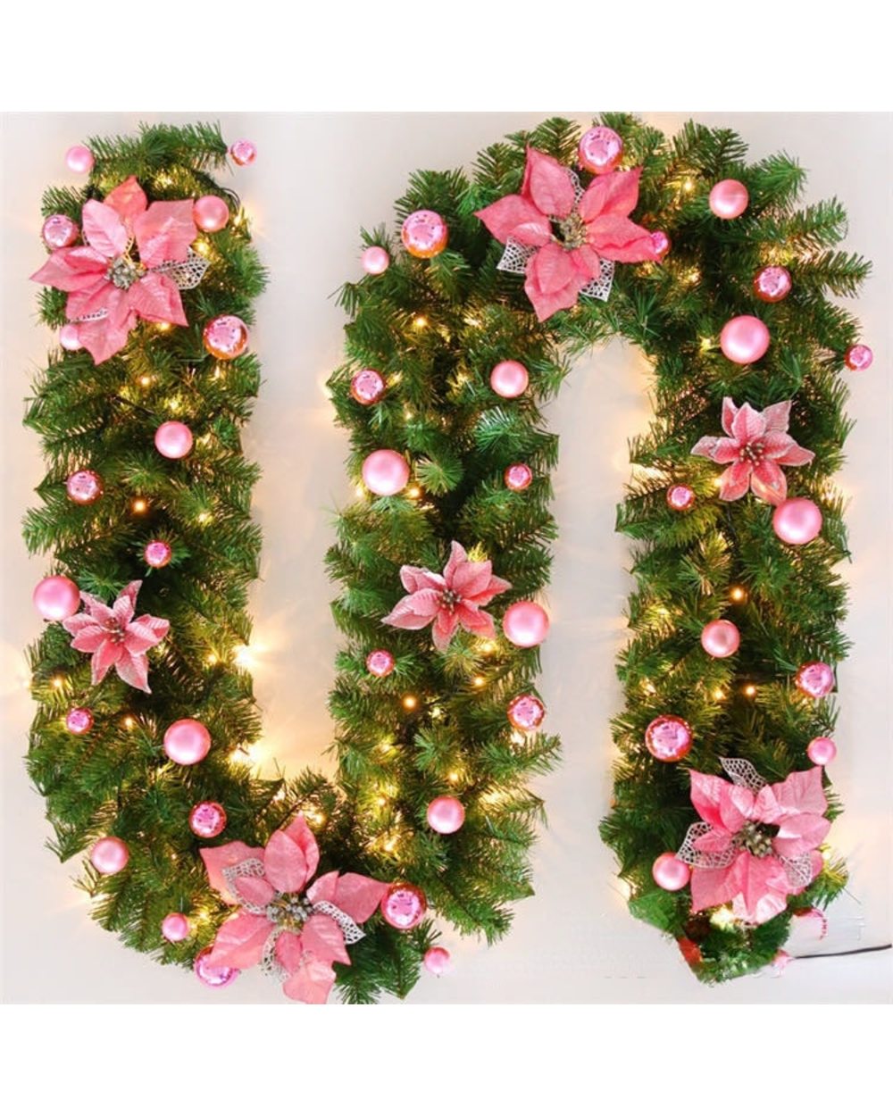 2.7 M Christmas LED Rattan Garland Decorative Green Christmas Garland Artificial Xmas Tree Rattan Banner Decoration front-2